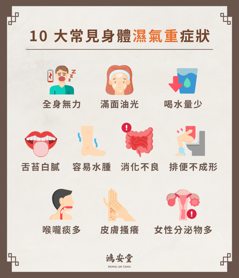 10 大常見身體濕氣重症狀