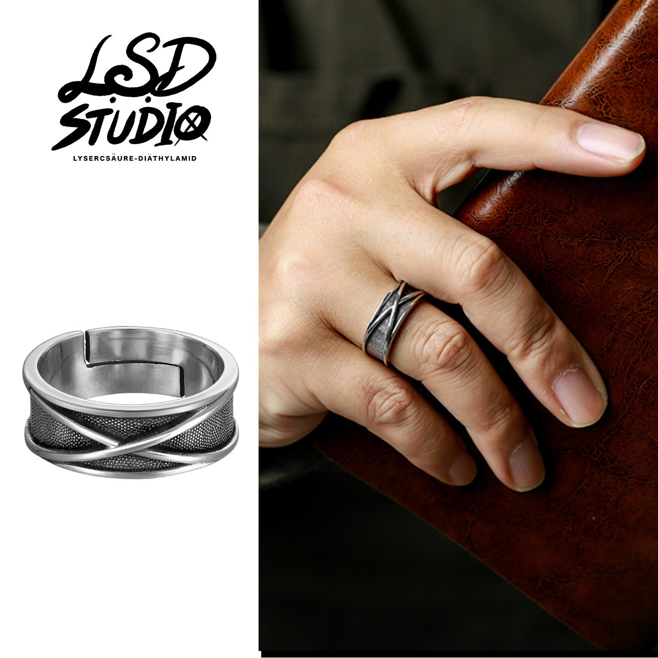 【ACCS001】X space極簡線條幾何設計開口戒指