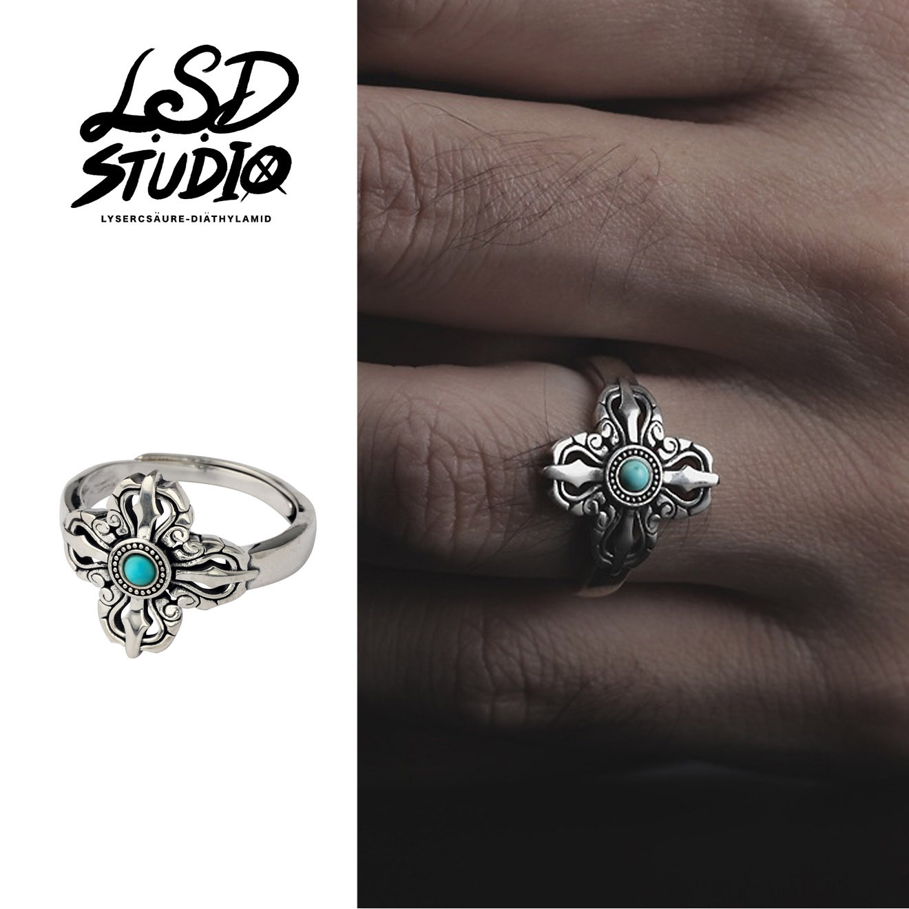 【ACCS002】十字降魔杵設計開口戒指