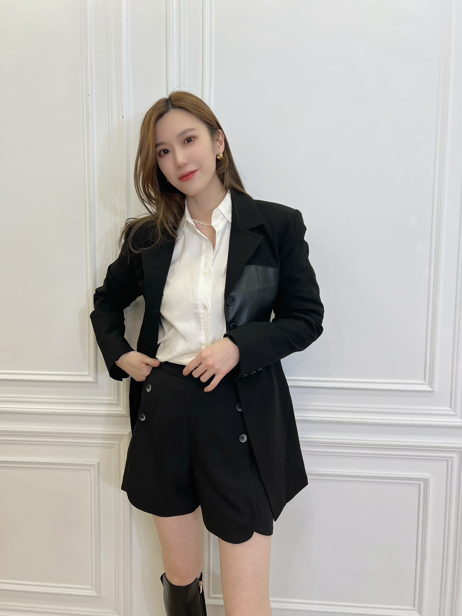 織紋雙排釦短褲