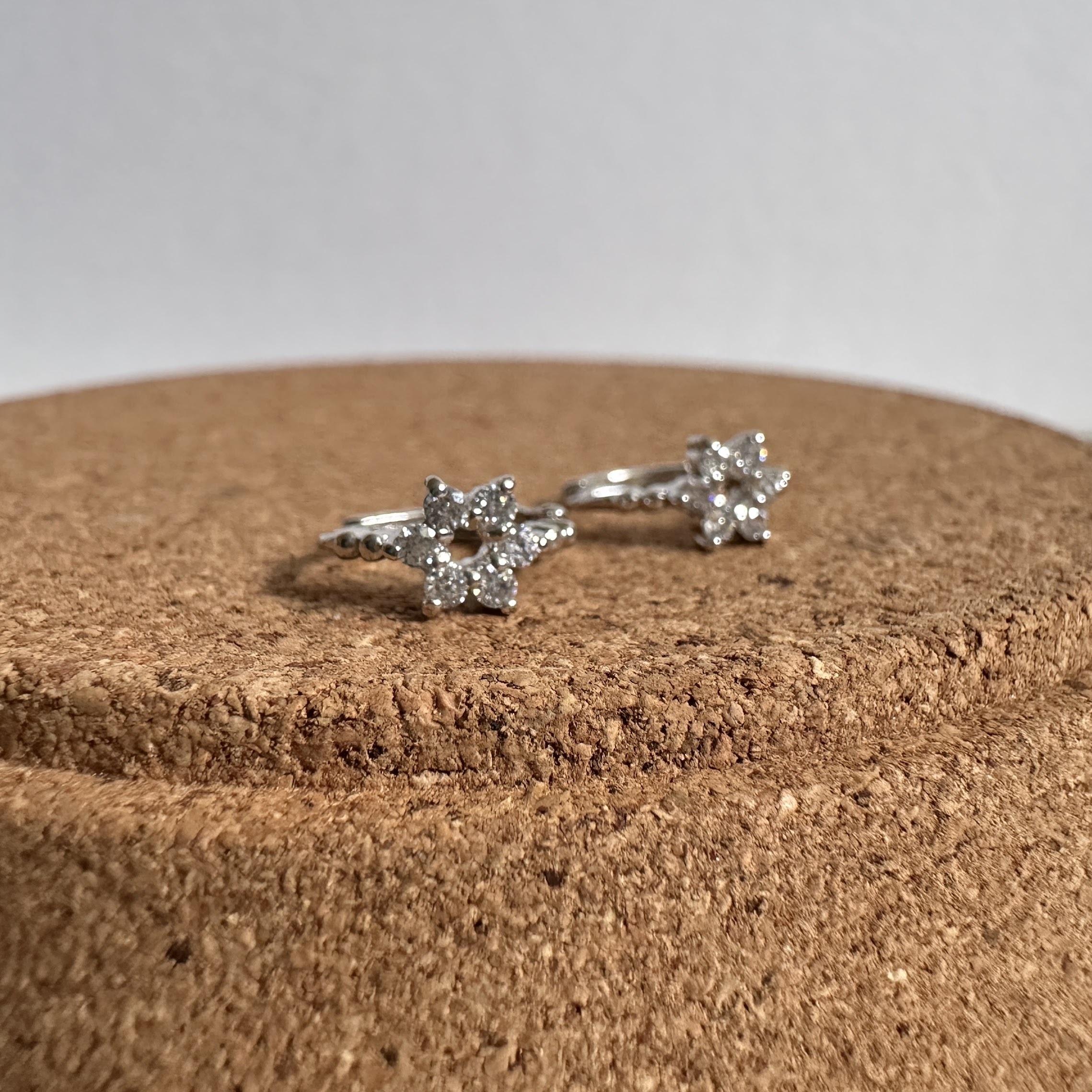 鋯石花朵圈圈耳環