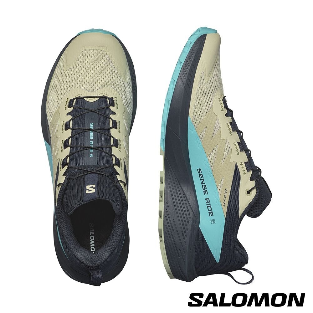 【SALOMON 】男 SENSE RIDE 5 野跑鞋 苜蓿綠/碳藍/藍 / L47458500