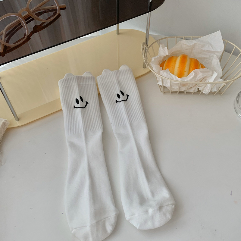 《3651》♾️刺繡小動物黑白堆堆襪