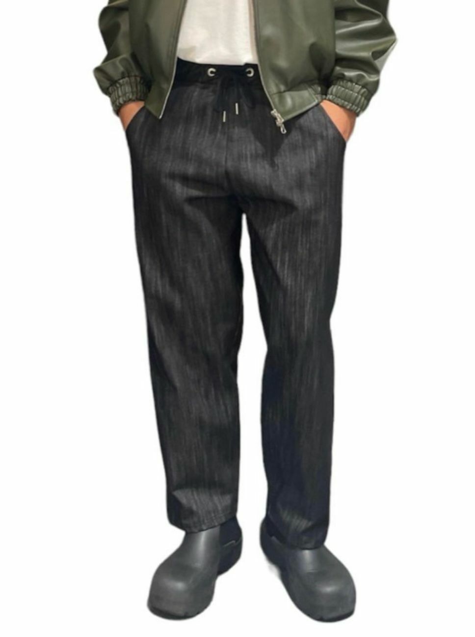 淨色暗紋鬆身牛仔褲 P2722