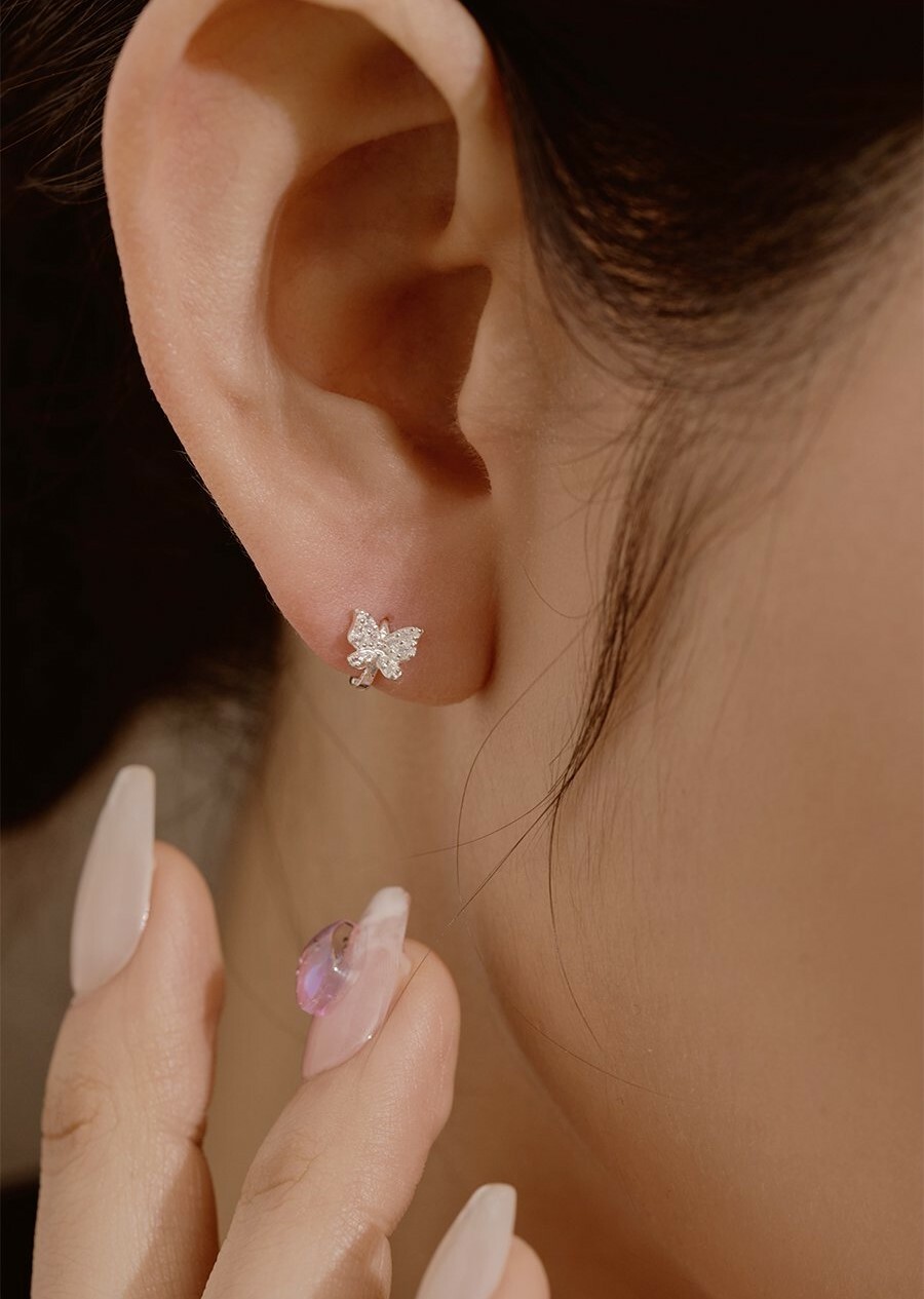 韓國WING BLING授權 925純銀蝴蝶女神環形耳針(曹薇娟同款)