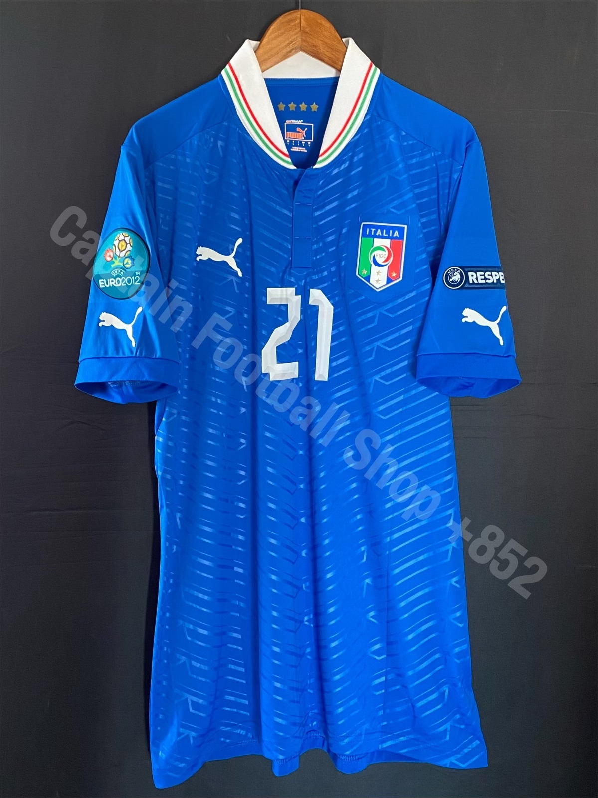 (Match Issue) Italy 2012 UEFA Euro Puma Home Match Issue Shirt #21 PIRLO