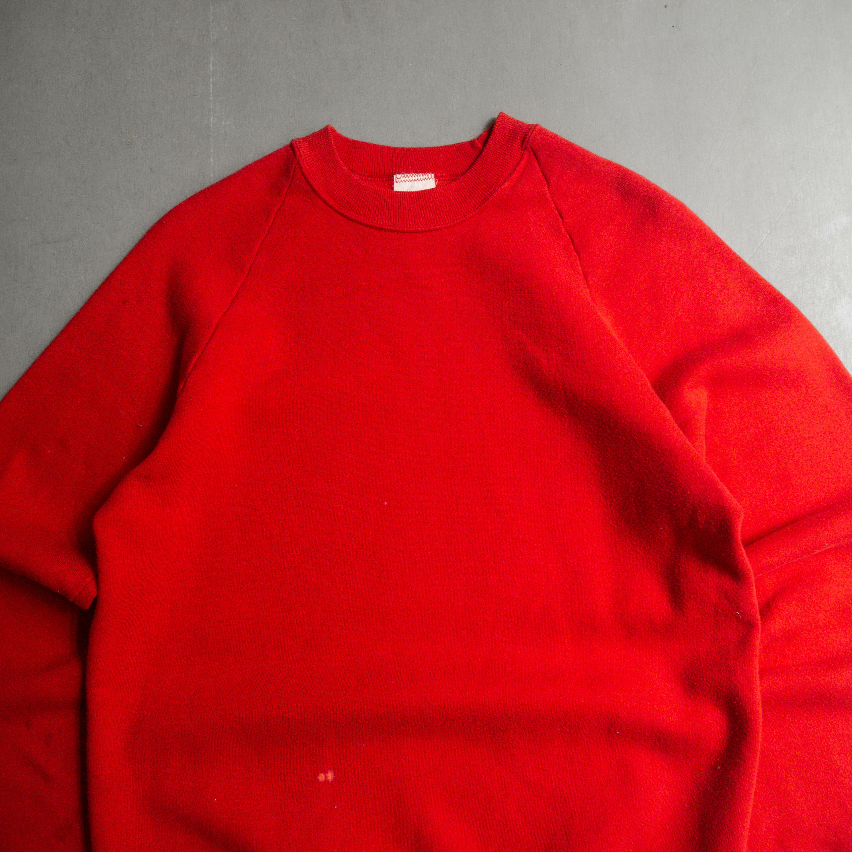 80S VINTAGE BLANK SWEATSHIRT 美國製 紅色 斜肩 素面 長袖 衛衣 大學T