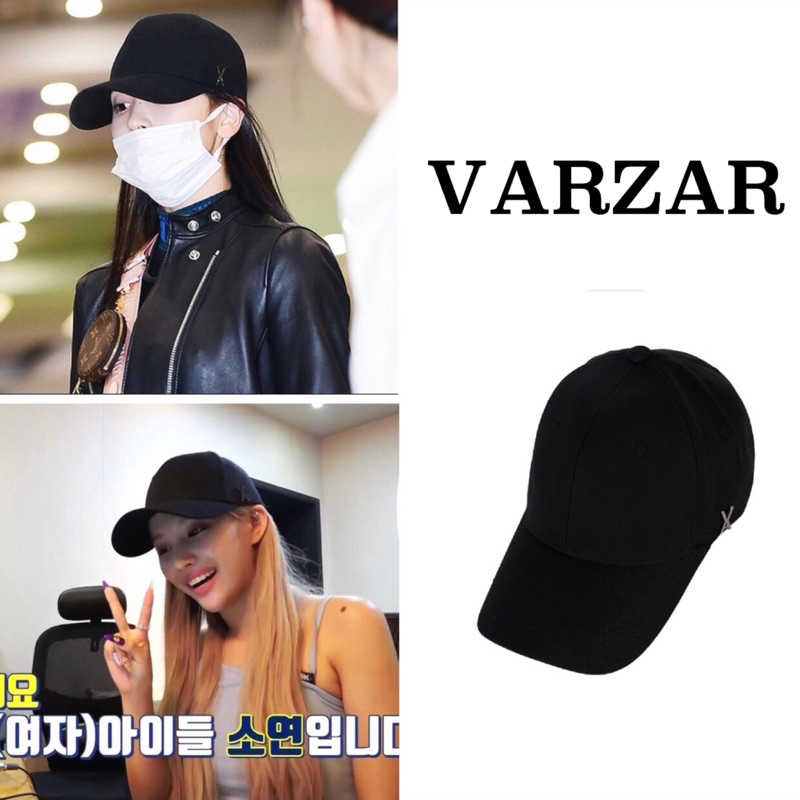【Luxury】日韓藝人新寵兒 VARZAR 側邊扣飾棒球帽 老帽 遮陽帽 韓劇同款 黑白卡其深藍奶茶色 VA XA