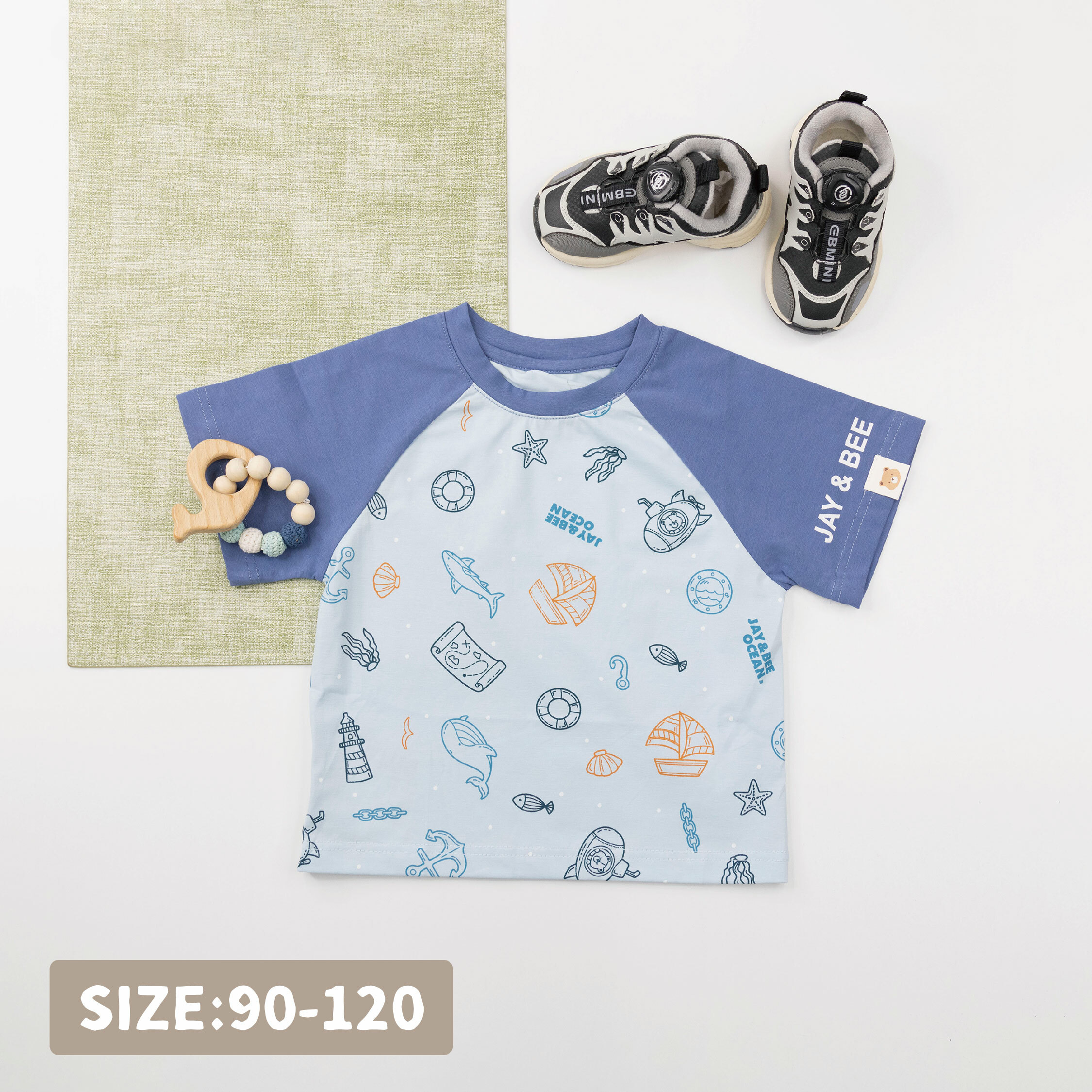 【JB1043】海洋世界。霜柔棉撞袖上衣