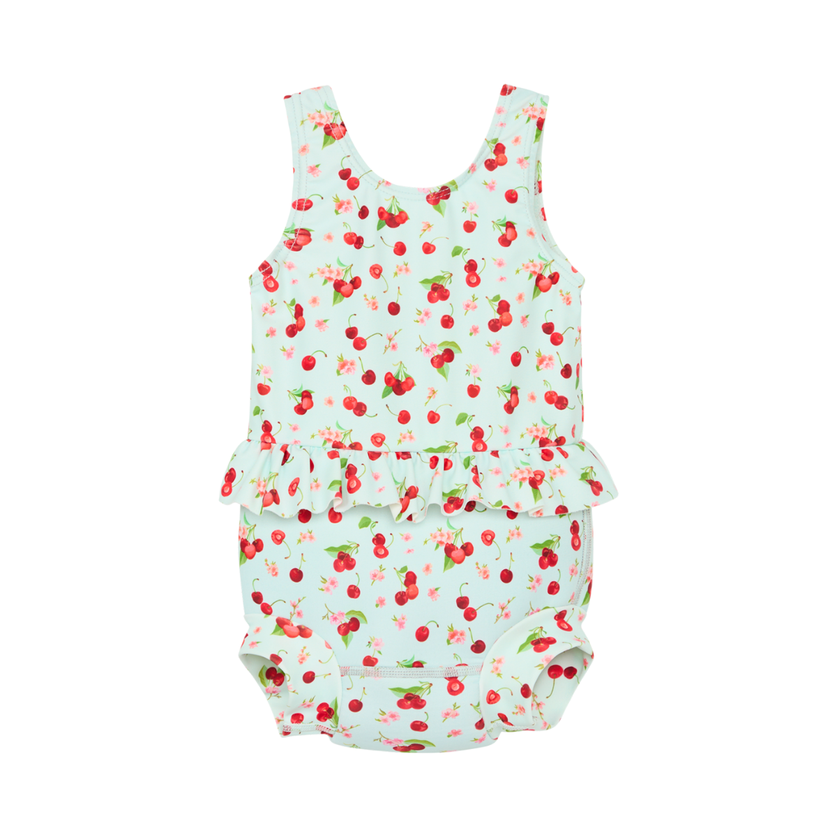 〖 Hust & Claire 〗薄荷櫻桃baby一件式尿布泳衣