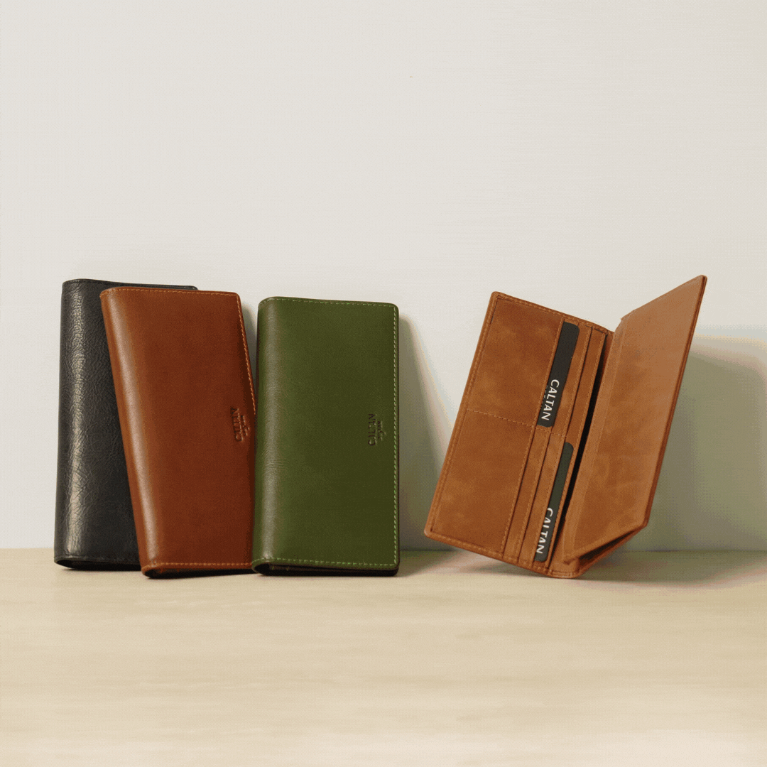 【招財母錢包💰】簡約俐落兩折真皮長夾-五色(074128)