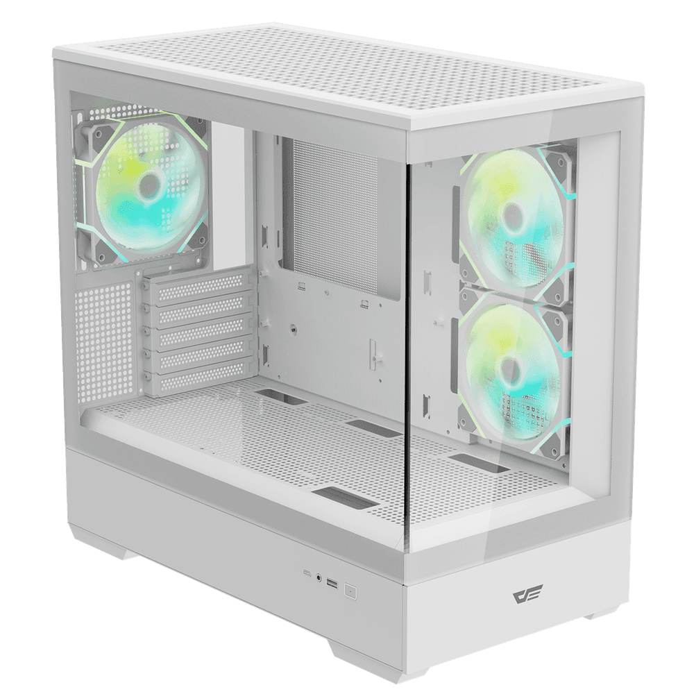 darkFlash MOTI 鏡之島 M-ATX 全景玻璃透側 電腦機殼 黑/白