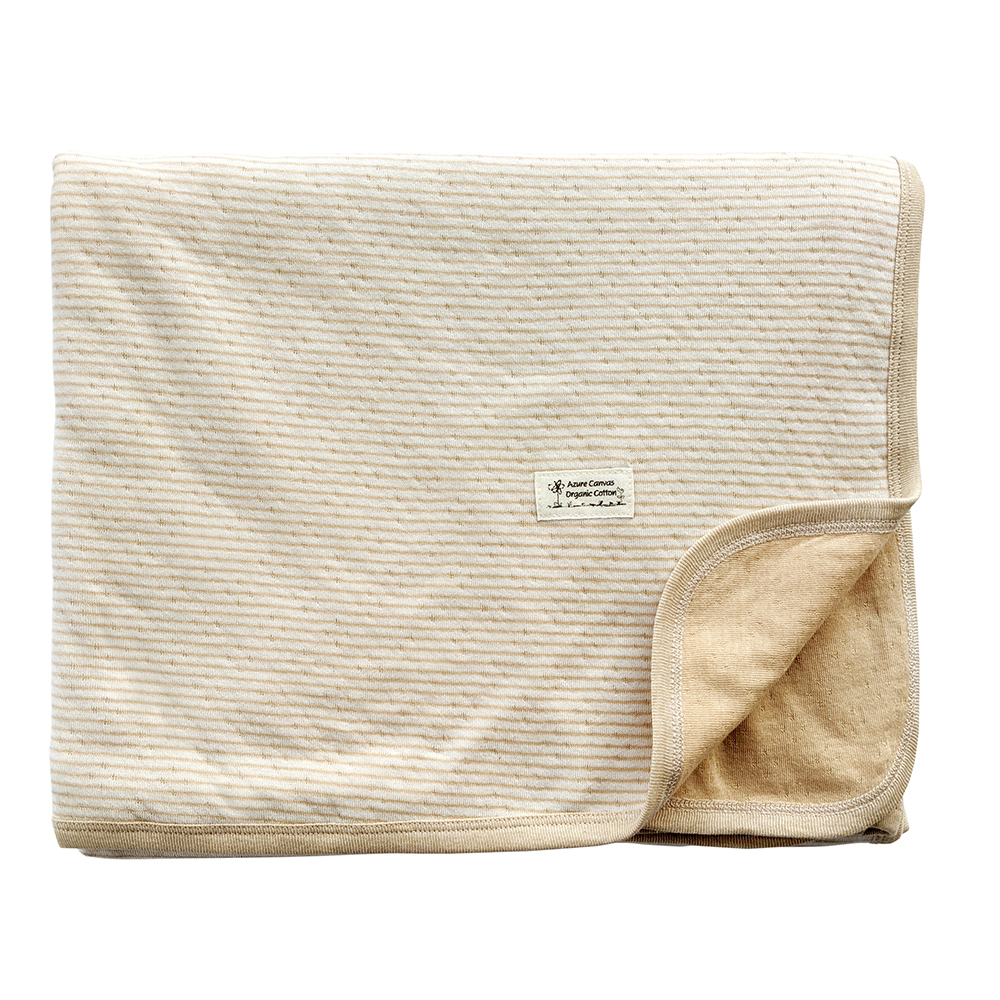 有機棉雙層彩萬用毯-褐條 | 藍天畫布有機棉