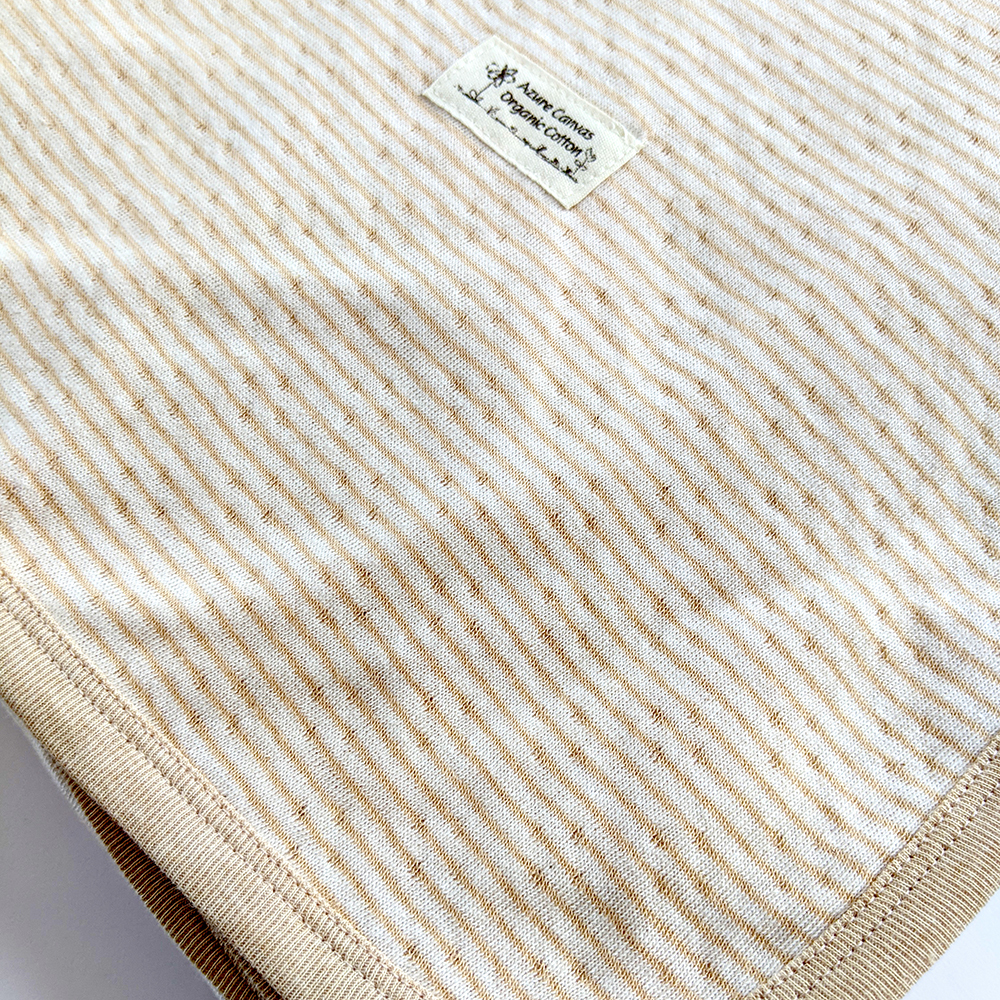 有機棉雙層彩萬用毯-褐條 | 藍天畫布有機棉