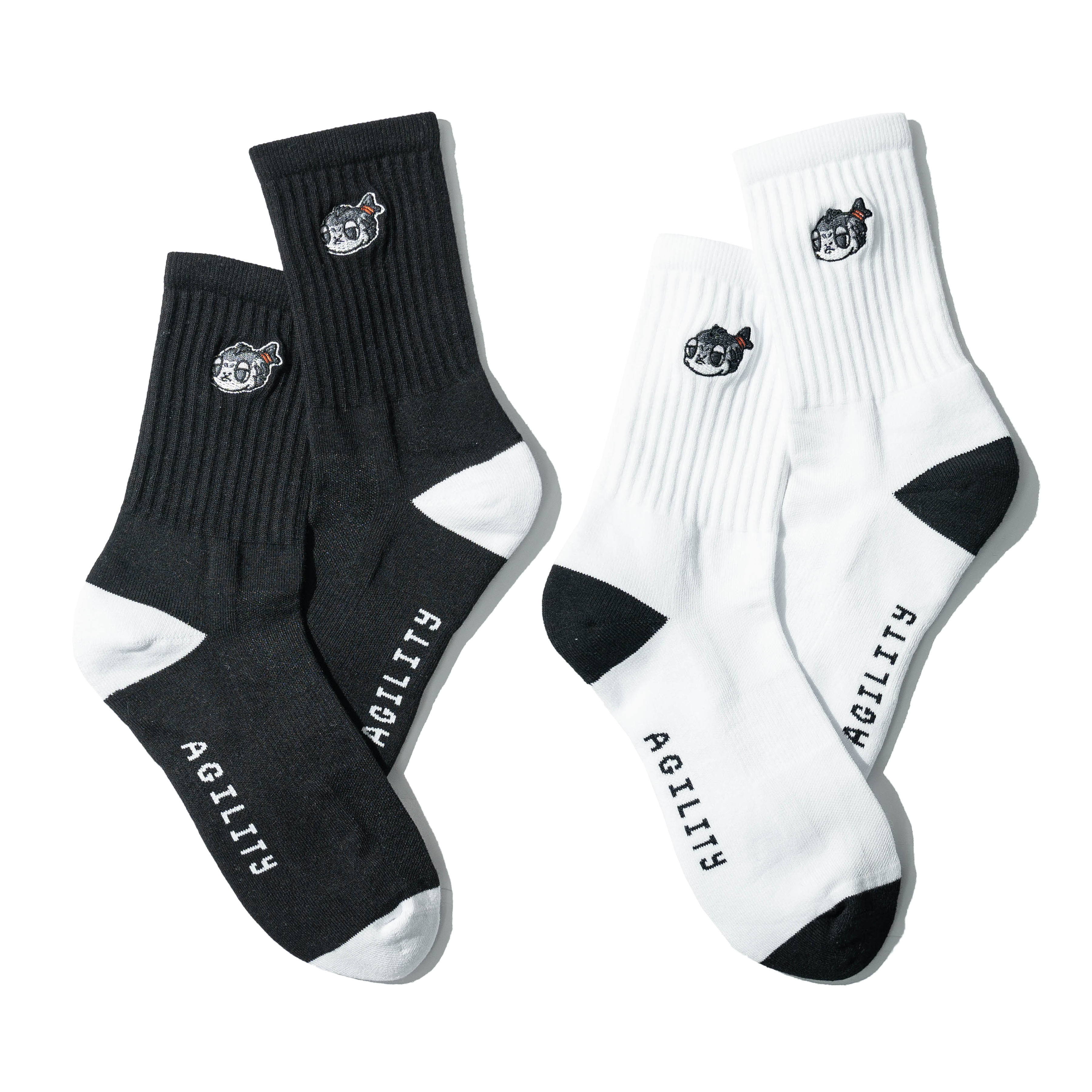 AGILITY SYAKEMARU Ribbed Socks 鮭魚丸刺繡 毛巾底長襪 [SC45-SM]