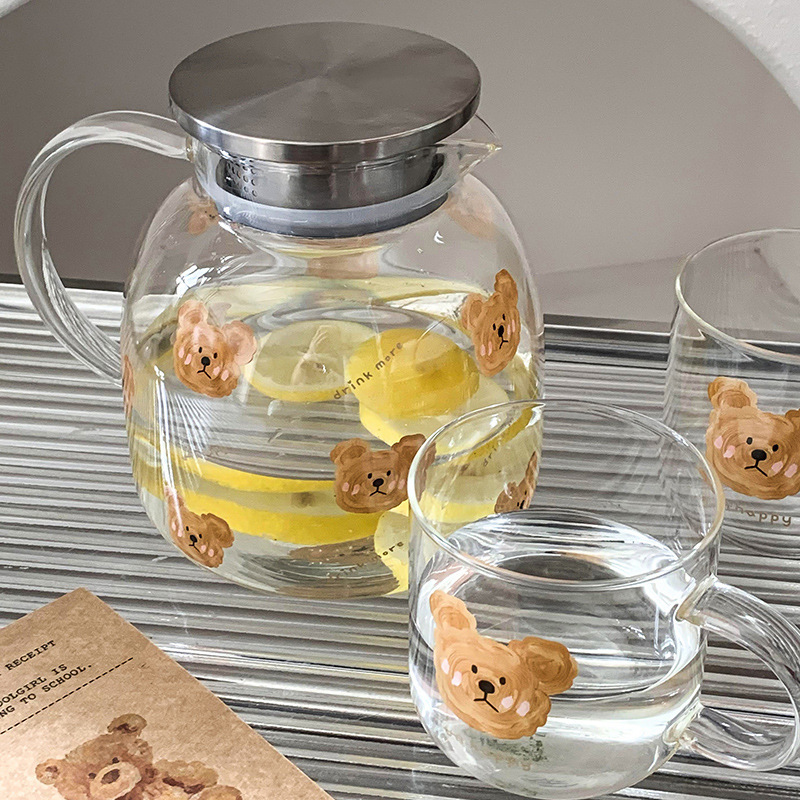 《3661》EMO小熊透明玻璃水杯組