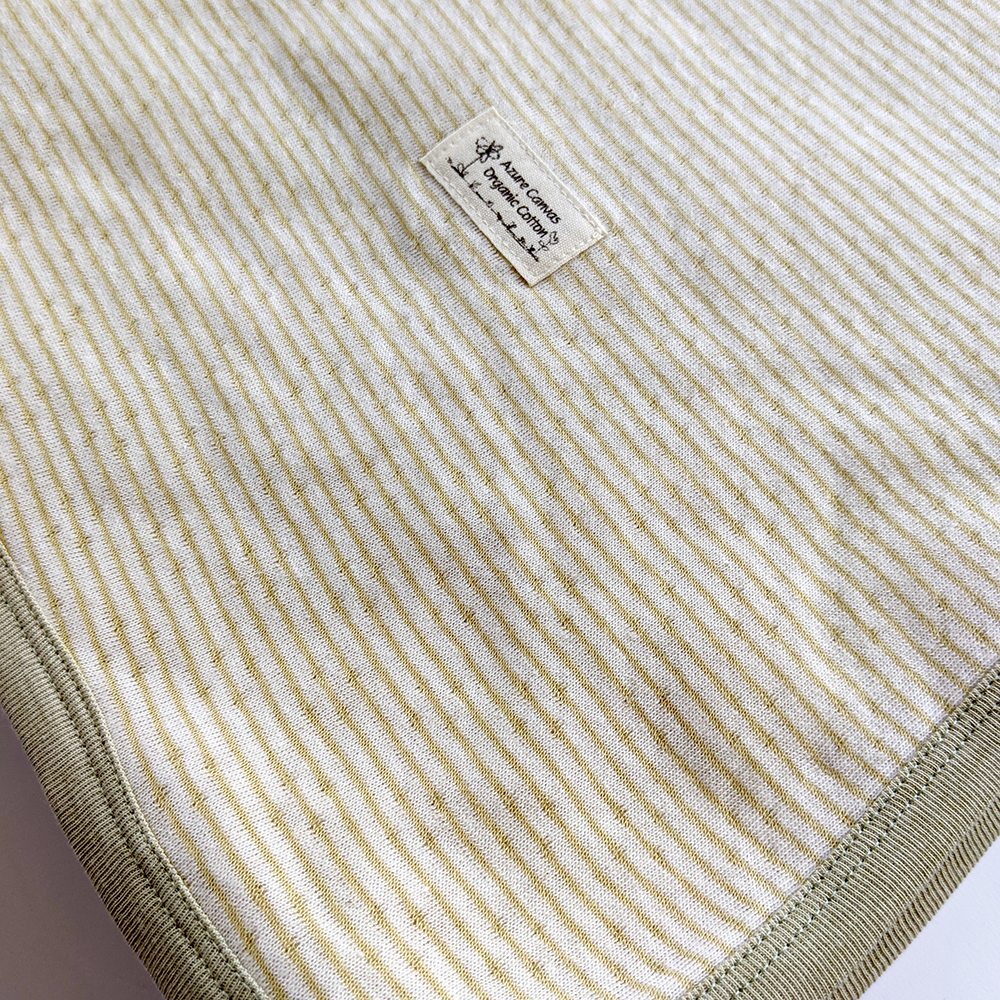 有機棉雙層彩萬用毯-綠條 | 藍天畫布有機棉