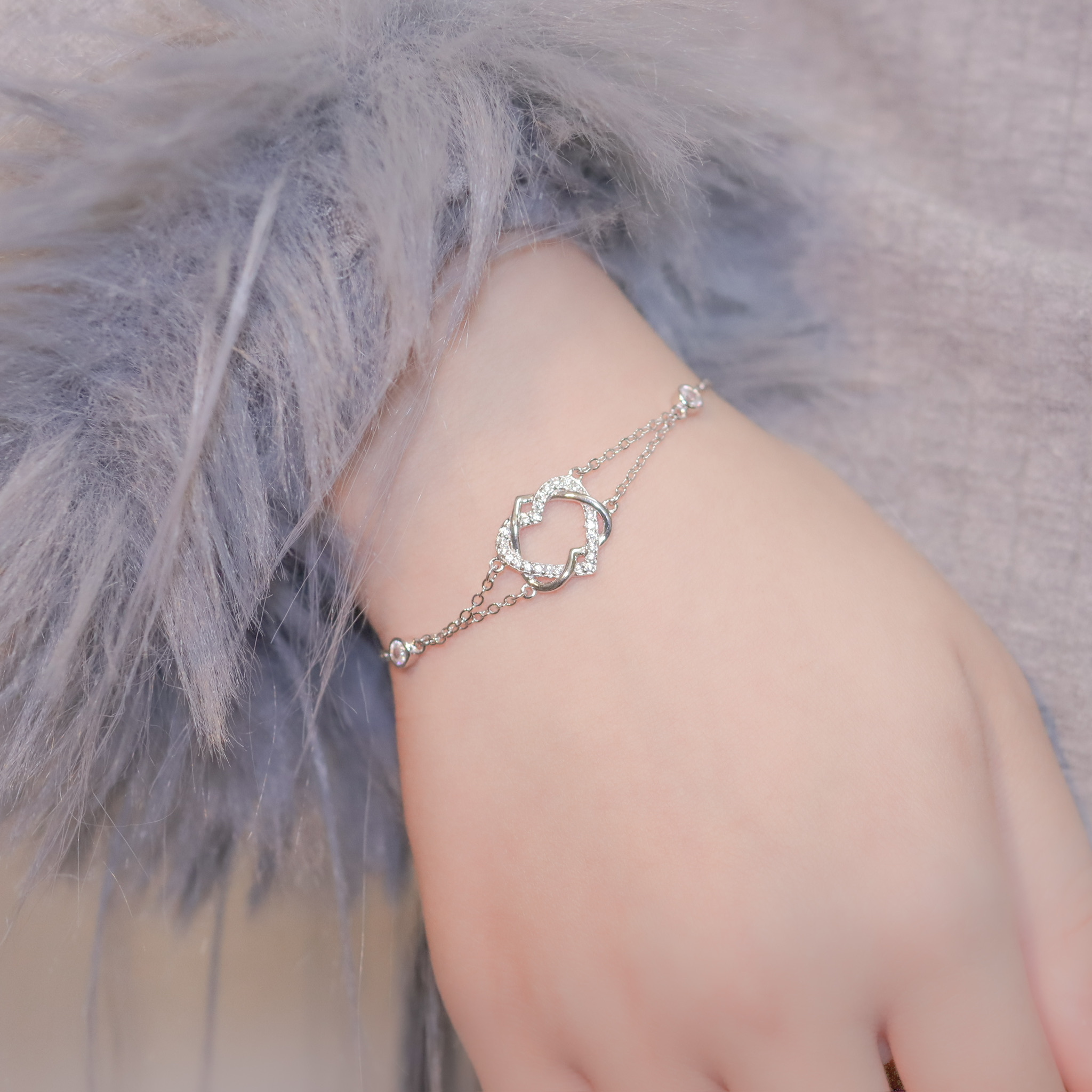 | 925純銀・白金 | 心心扣手鏈 | BR1033 |