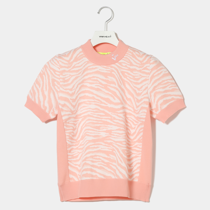 女士-短袖斑馬紋針織衫