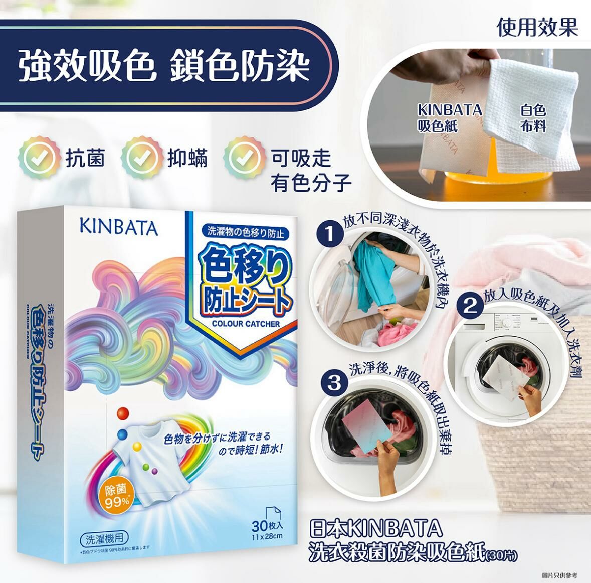 KINBATA 第二代 🇯🇵日本洗衣除蟎防染吸色紙 (30枚/ 盒) - 1套6+2盒特價