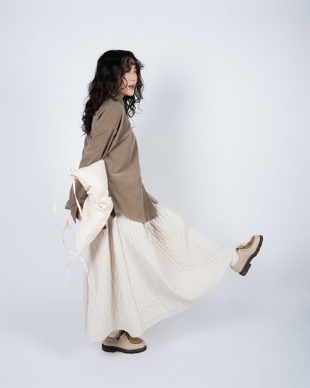 幼燈芯絨波點襯衫