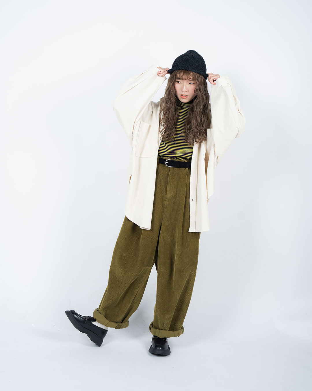 燈芯絨內綁半橡筋蘿蔔褲