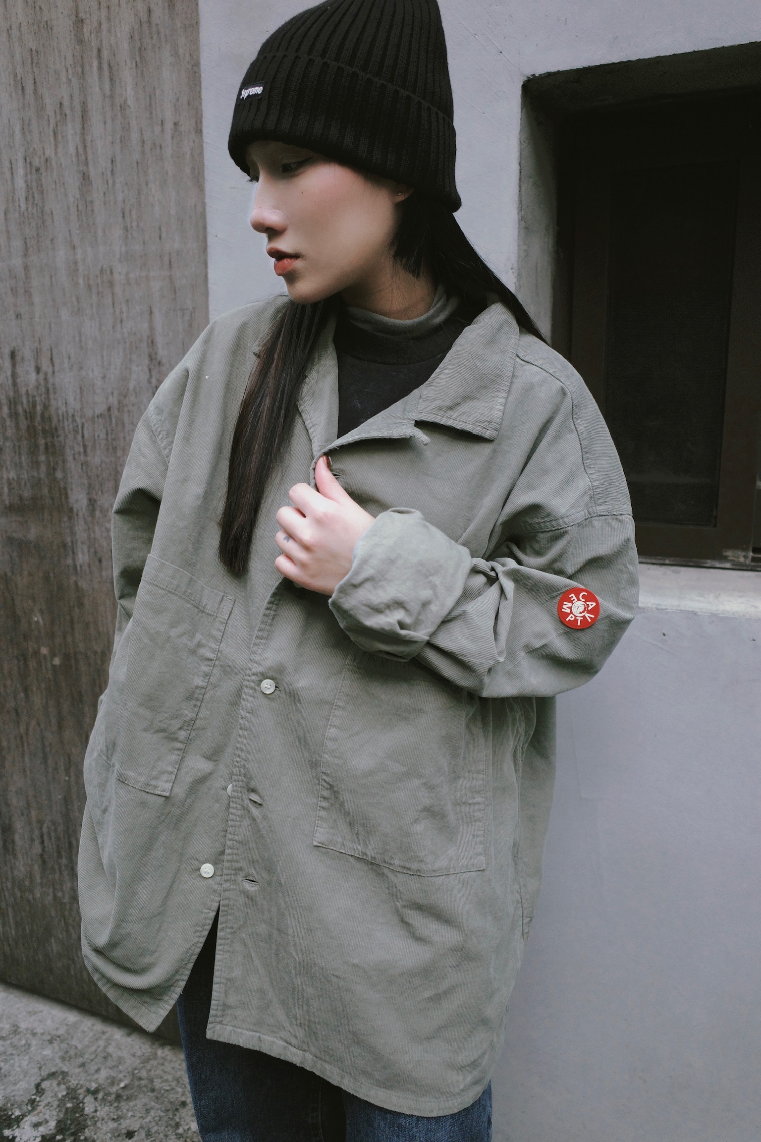 C.E 燈芯絨 排扣襯衫 綠