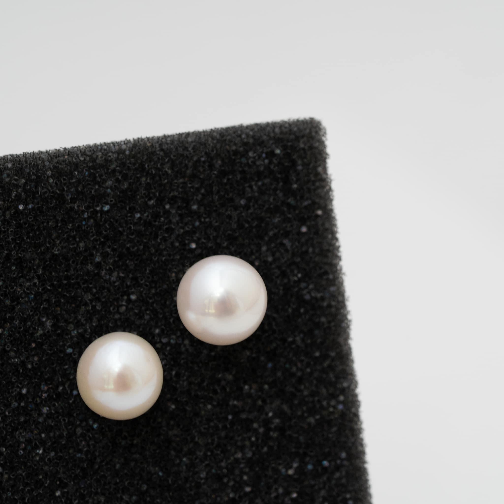 14k gold 8.5-9mm 淡水珍珠耳環
