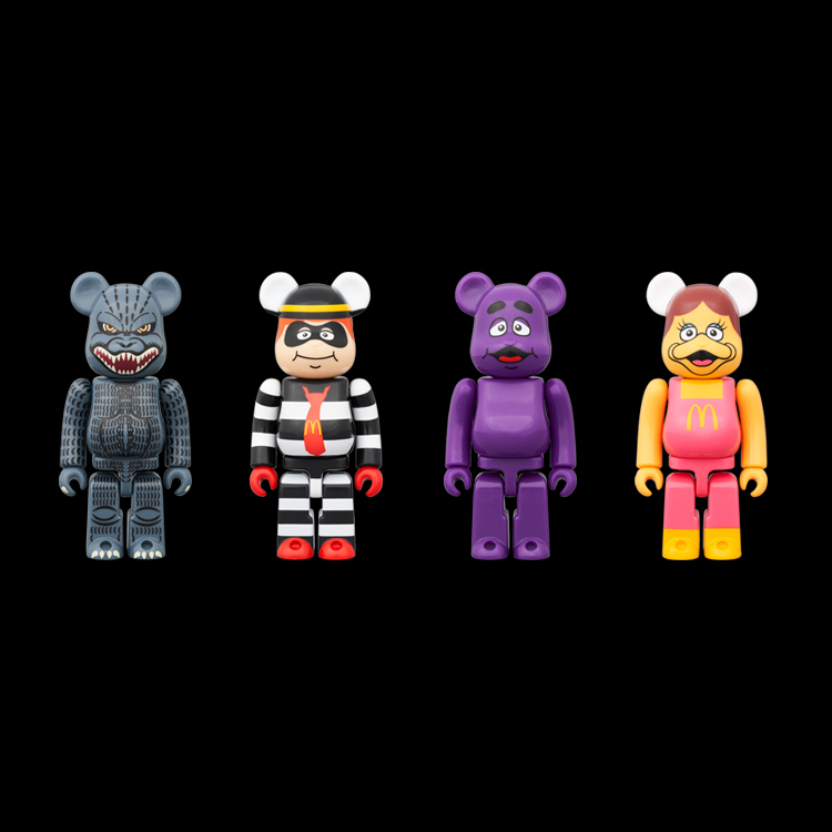 MEDICOM TOY - 【BE@RBRICK Godzilla | McDonald's】150% 哥斯拉、滑嘟嘟、漢堡神偷、小飛飛 (4件套)