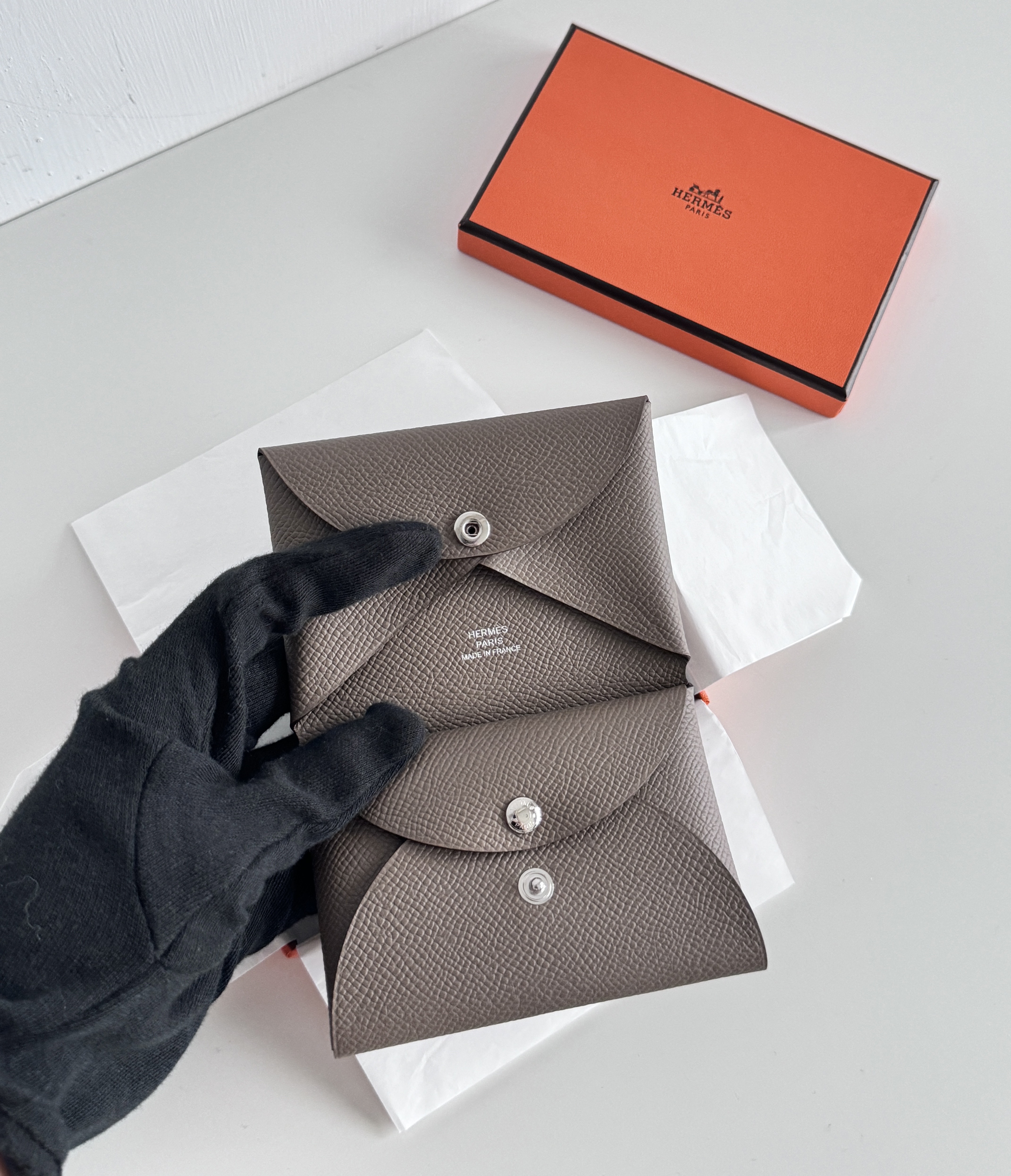 Hermes Calvi Duo 大象灰 愛馬仕卡包