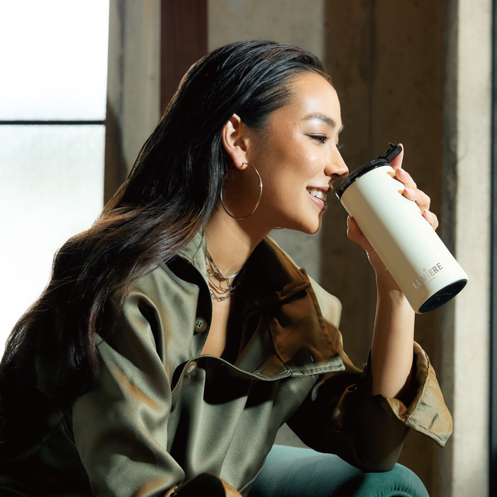 𝐋𝐔𝐌𝐈𝐄𝐑𝐄 法國 ｜Lavish系列 防摔防漏隨行保溫杯防漏隨行杯 - 復古奶油