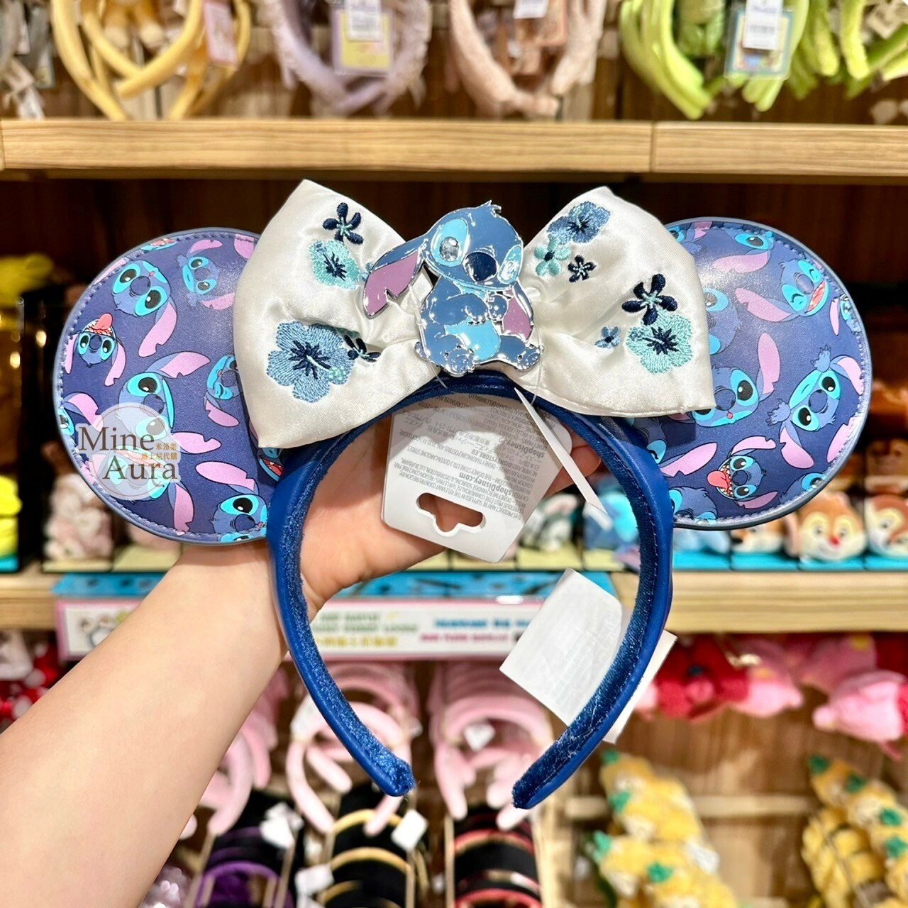 米妮 Minnie 史迪奇 Stitch 刺繡圖案蝴蝶結 造型 髮圈 髮箍 星際寶貝 Lilo & Stitch -香港迪士尼樂園