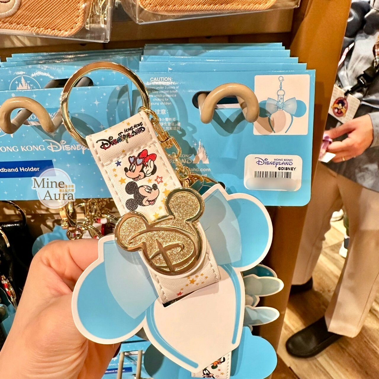 迪士尼 Disney 米奇頭 經典標誌 D Logo 米奇 Mickey 米妮 Minnie 白底 鑰匙圈 吊飾 髮圈髮箍 固定環 -香港迪士尼樂園