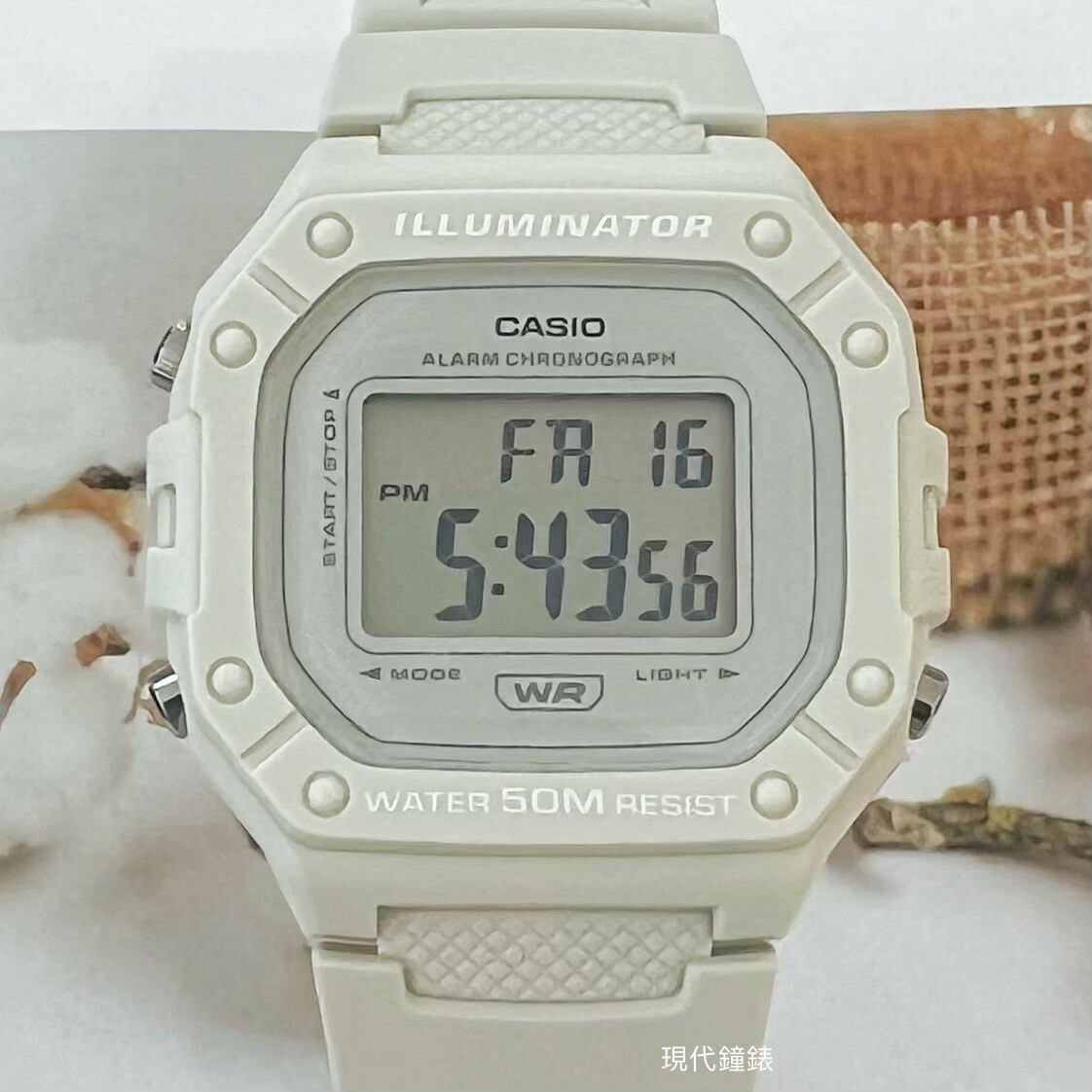 【CASIO 卡西歐】復古方型繽紛LED多功能防水運動電子錶W-218HC-8A  43.2mm 現代鐘錶