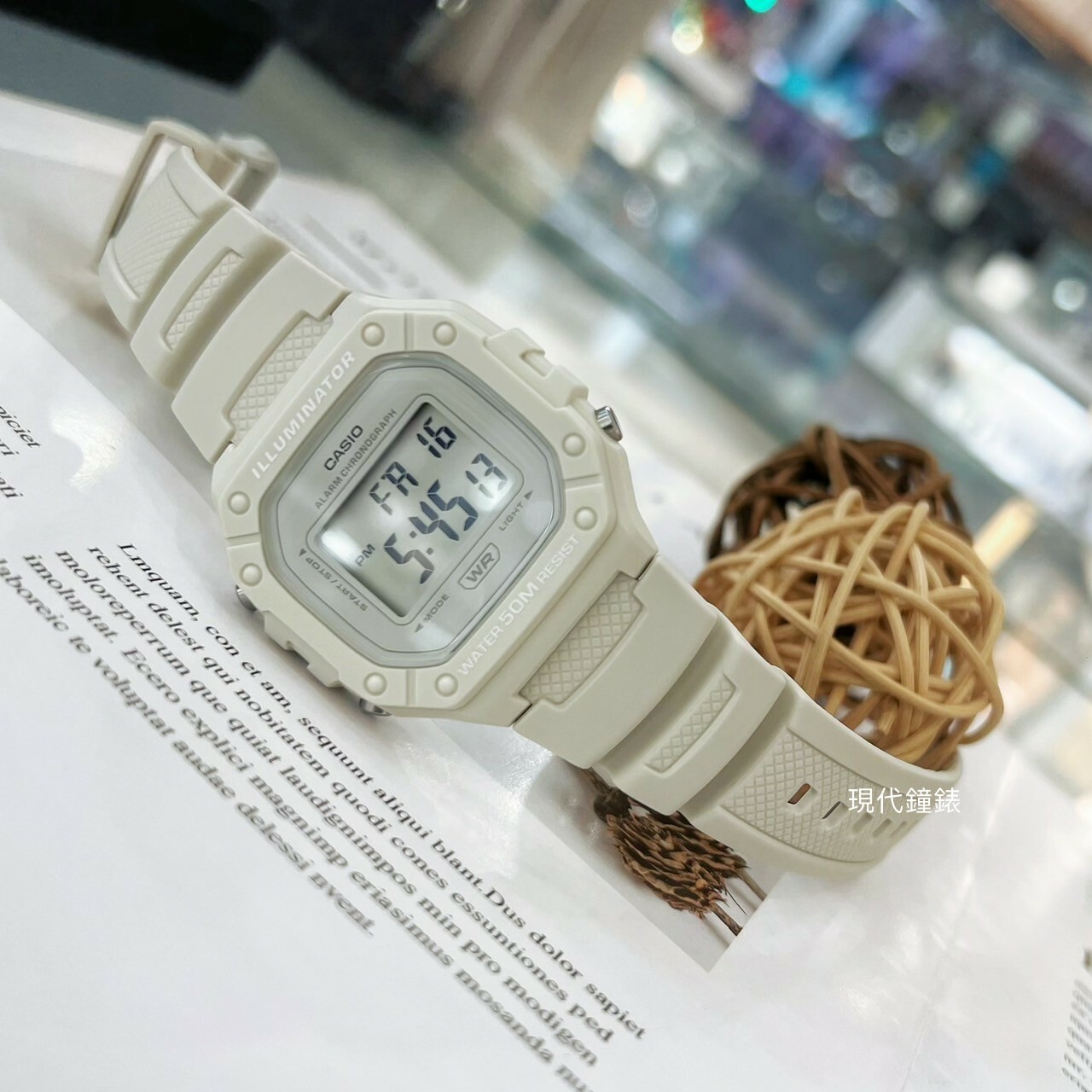 【CASIO 卡西歐】復古方型繽紛LED多功能防水運動電子錶W-218HC-8A  43.2mm 現代鐘錶