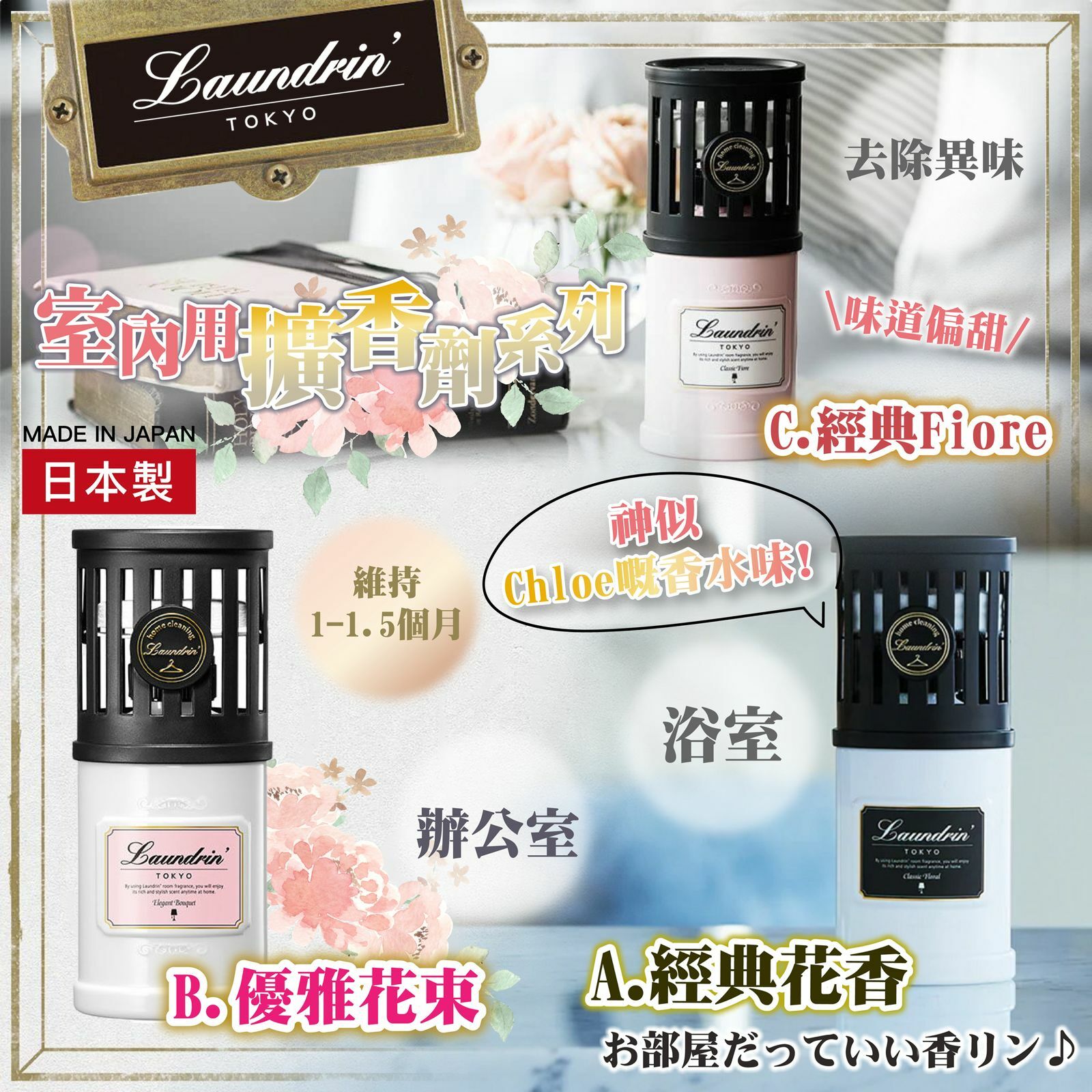 【預訂】A021602 日本 Laundrin 室內用擴香劑系列