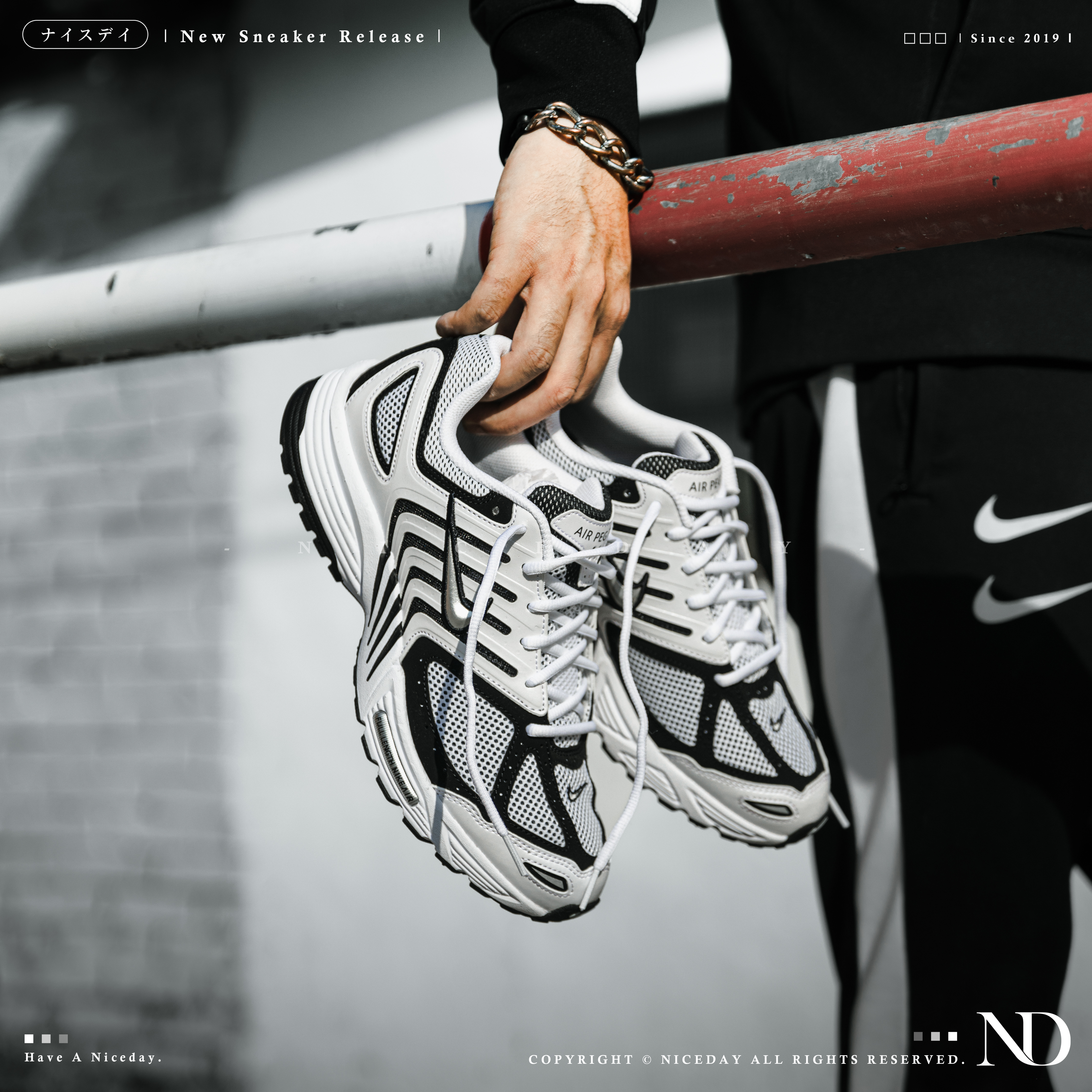 NICEDAY 現貨 Nike Air Pegasus 2K5 White Black 飛馬 白黑 復古 慢跑鞋 男 FJ1909-100