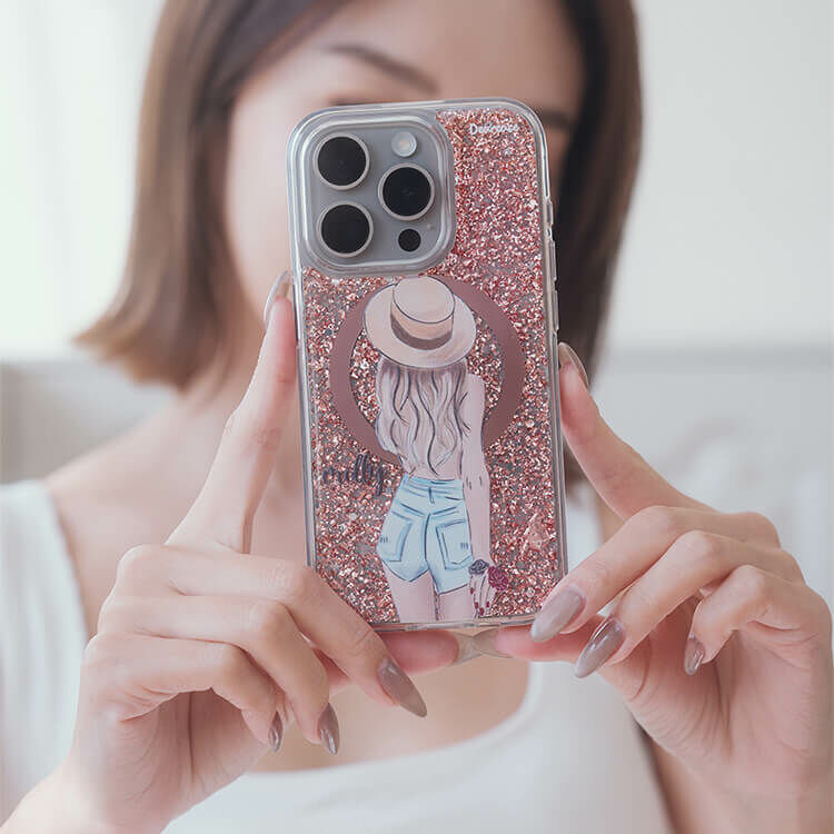 個性女孩 玫瑰金貝拉殼 (MagSafe兼容) - (訂製名字) iPhone客製化手機殼