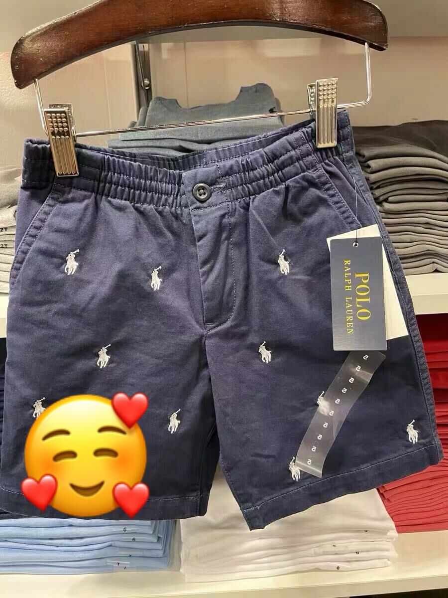 Polo刺繡藍色短褲