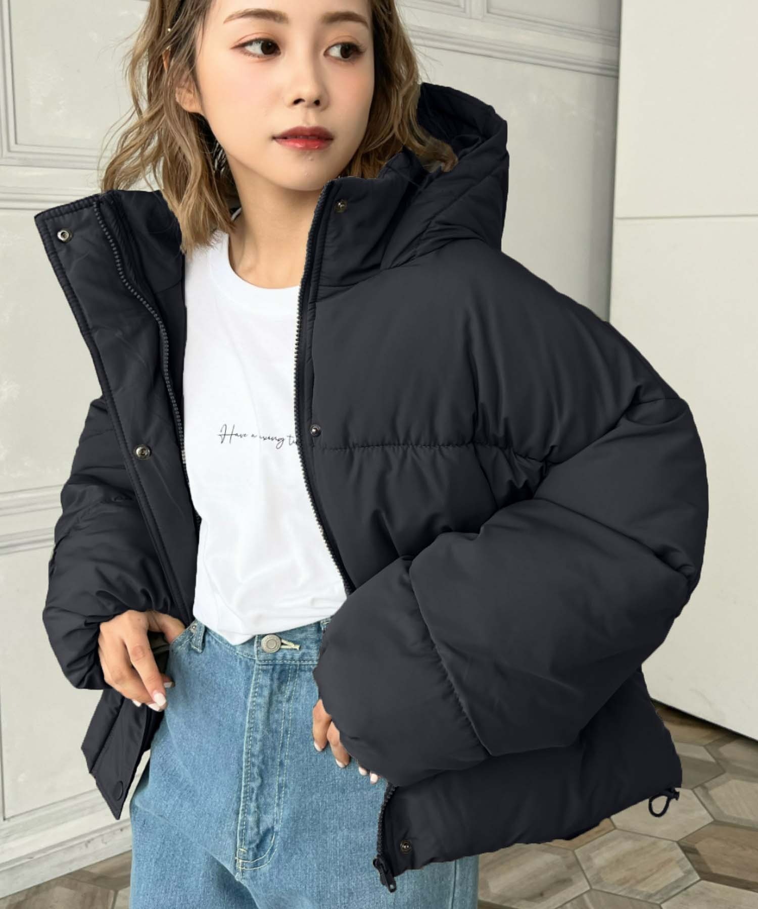 日系品牌 羽絨連帽外套 短版 寬鬆 夾克｜三色 女款