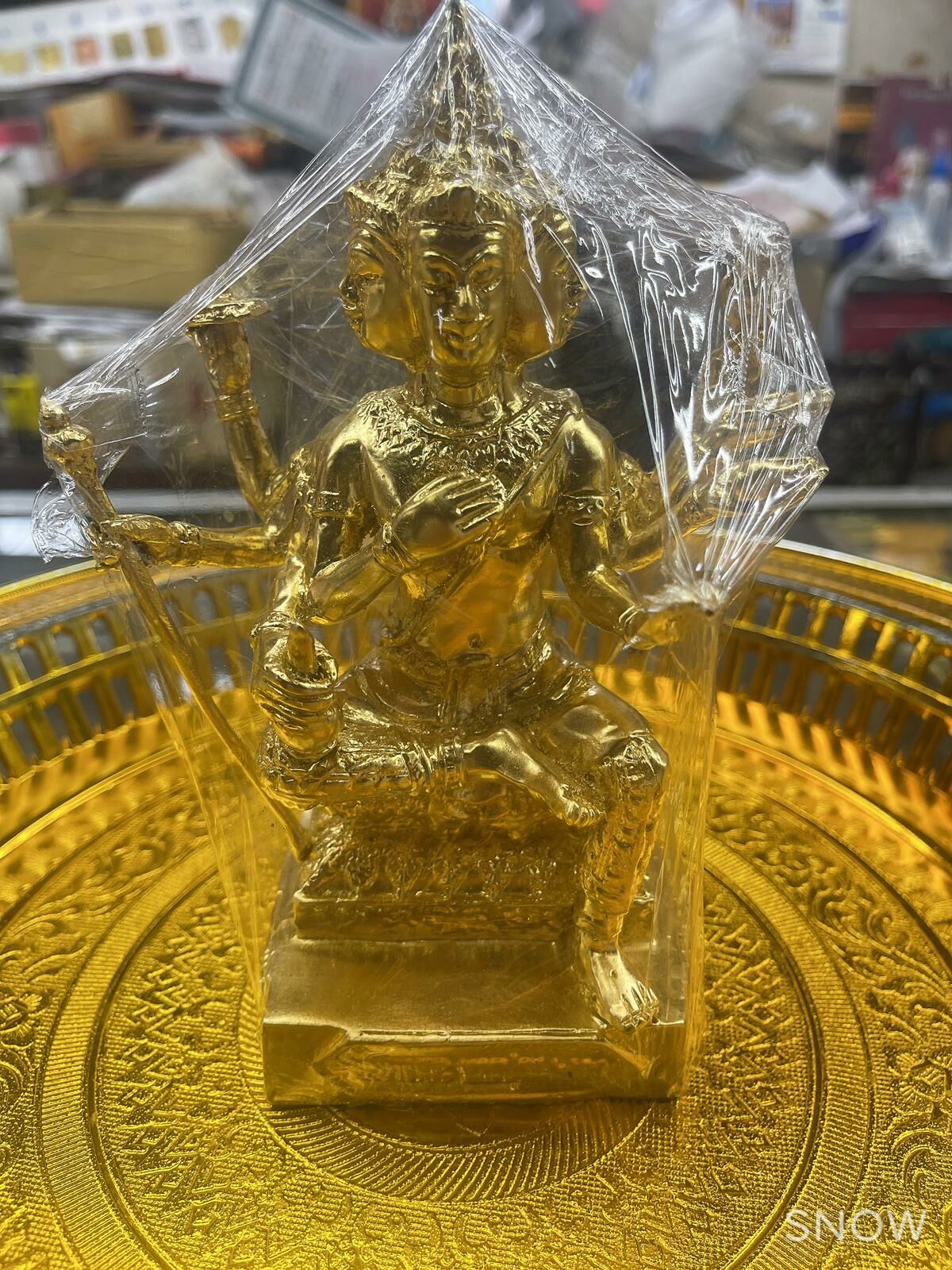 龍婆本廟供請 有求必應 四面佛 四面神金尊 16CM (底部已入法料)