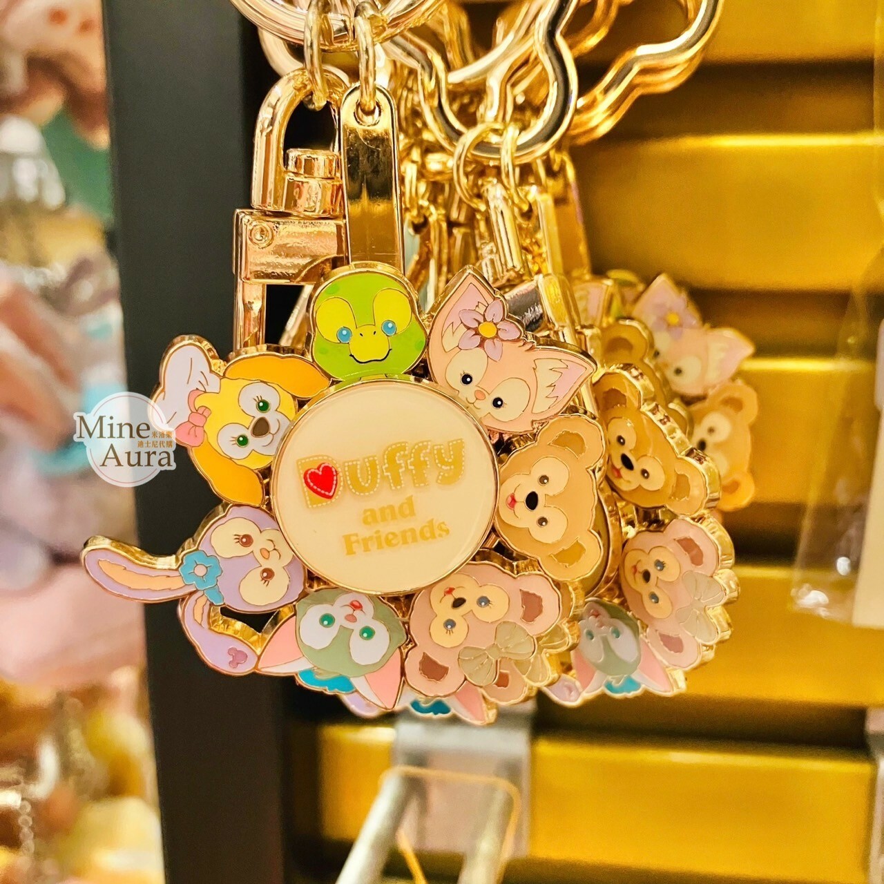 達菲 Duffy 與好友們 大頭 療癒轉轉 旋轉 金屬 鑰匙圈 吊飾 -香港迪士尼樂園