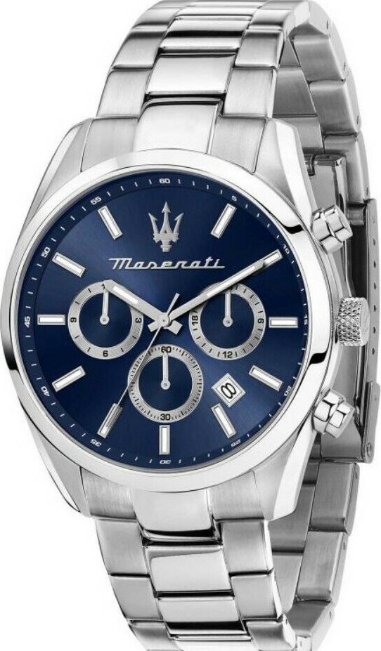 MASERATI 瑪莎拉蒂 Attrazione 極致吸引系列   藍面三眼不鏽鋼錶帶男錶  R8853151005 錶徑: 43MM