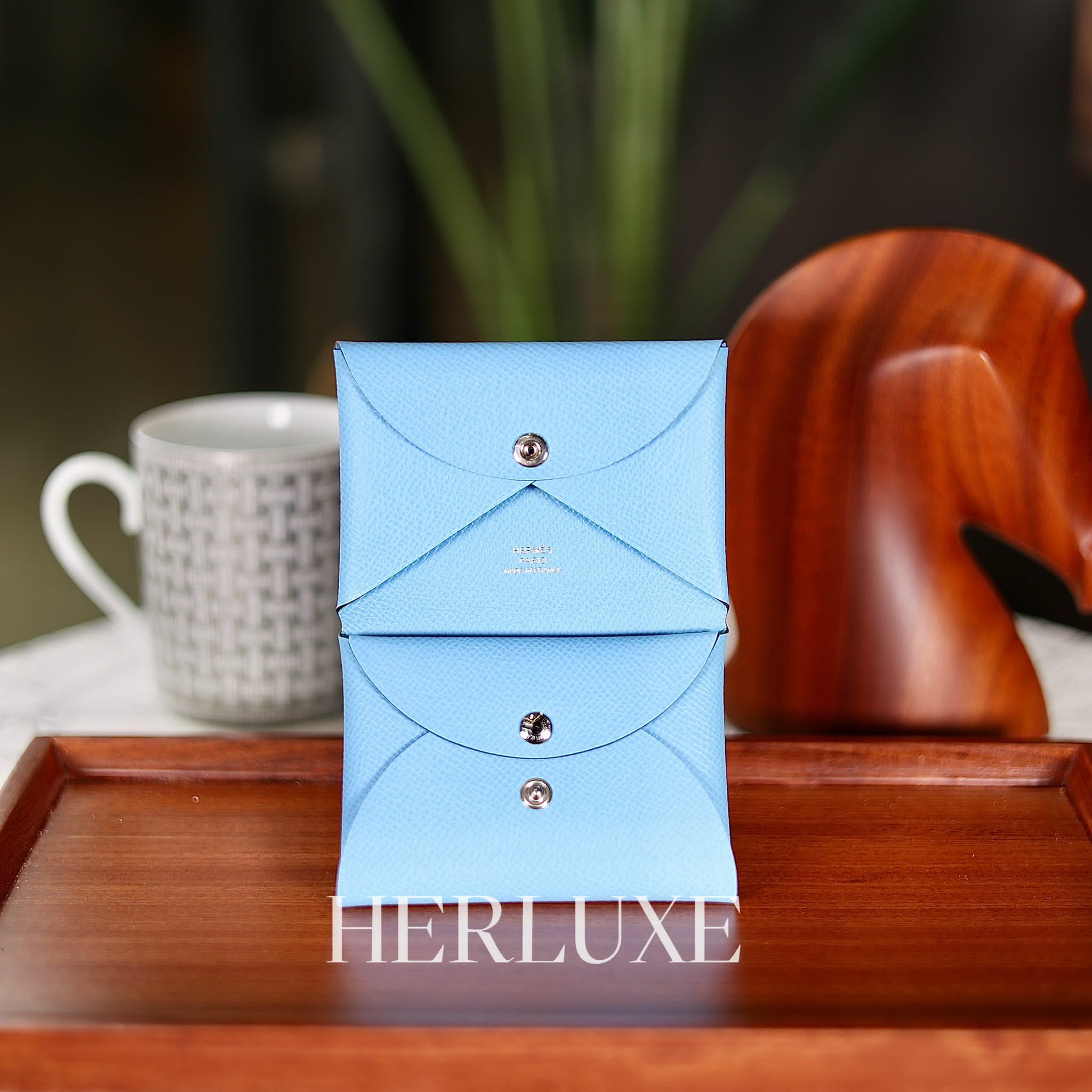 Calvi duo card holder 7N celeste epsom