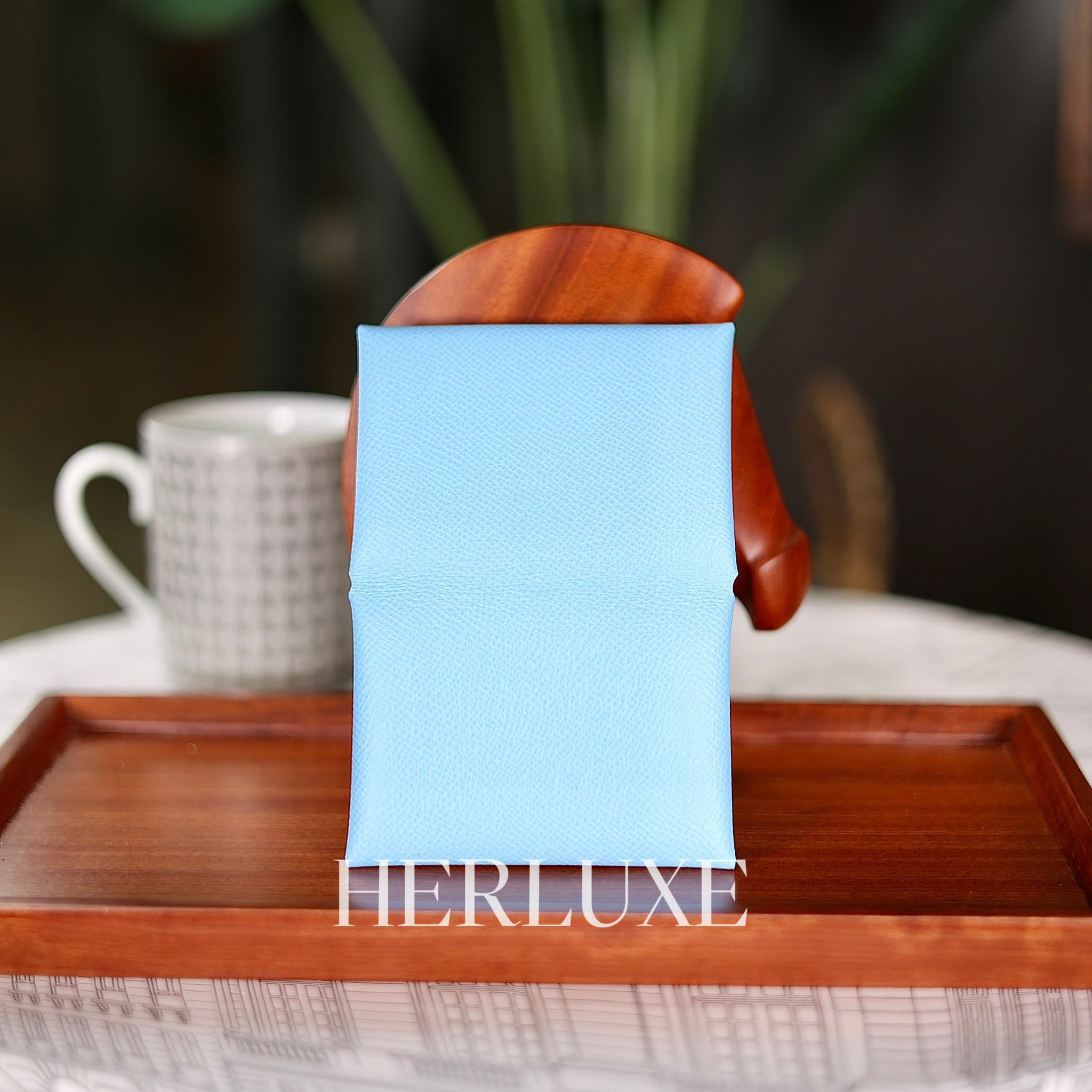 Calvi duo card holder 7N celeste epsom