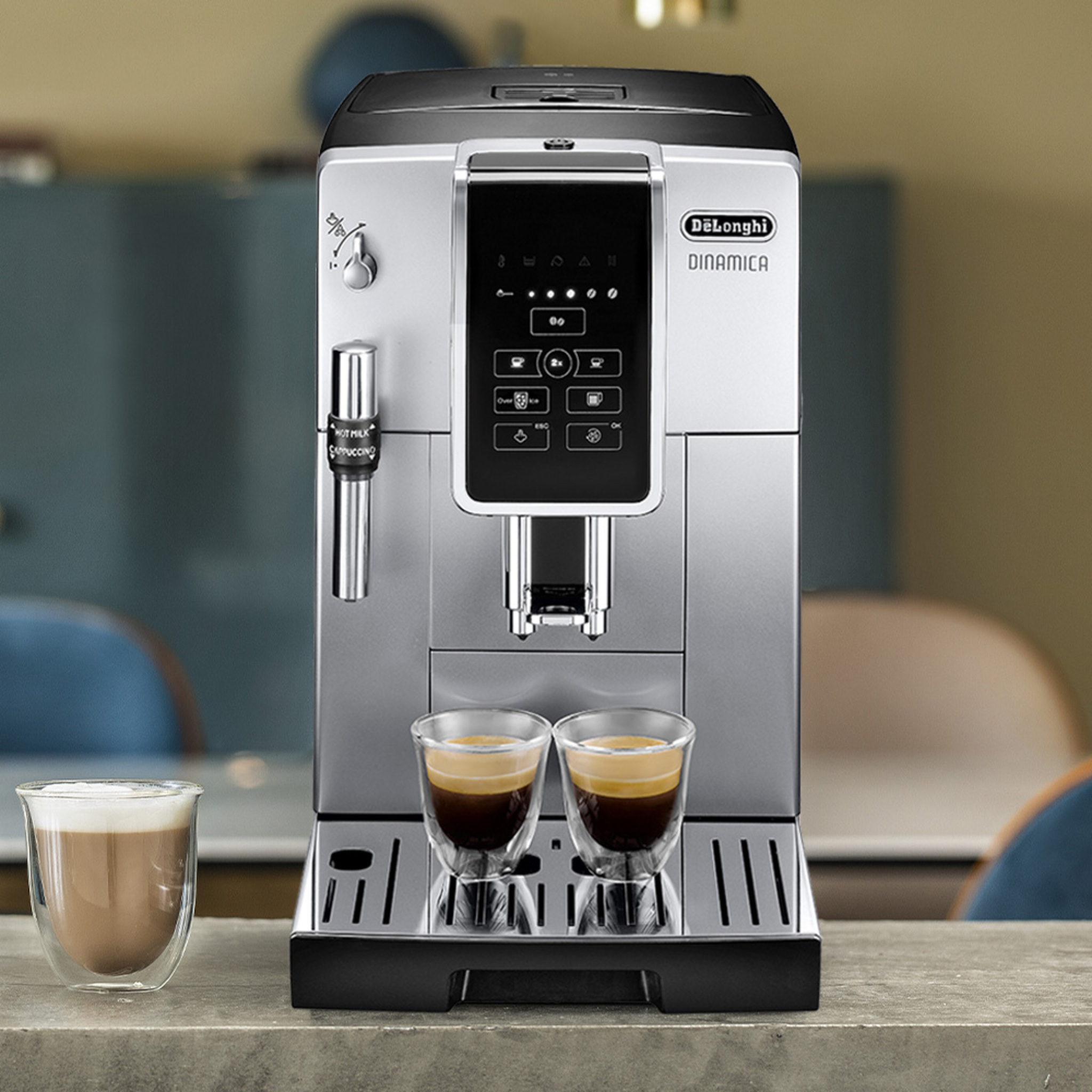 【Delonghi 迪朗奇】 DINAMICA ECAM 350.25.SB 全自動義式咖啡機 冰咖啡愛好首選 (銀配黑)