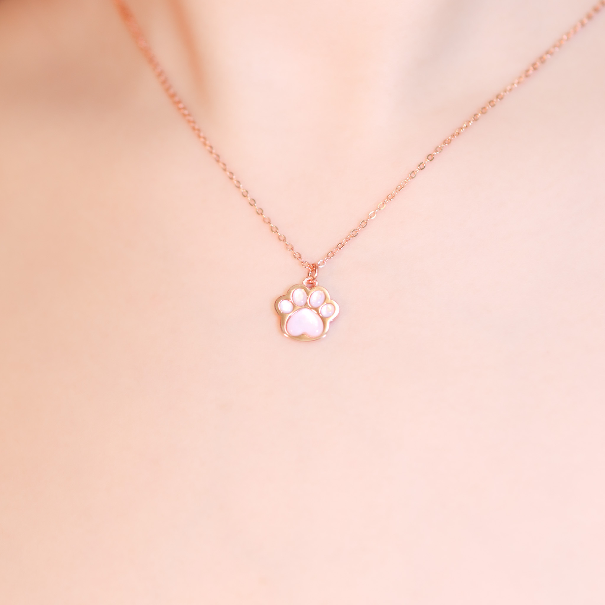 | 925純銀・白金・ 玫瑰金 | 貓咪小肉球項鍊 (銀/玫瑰金) | NE1069 |