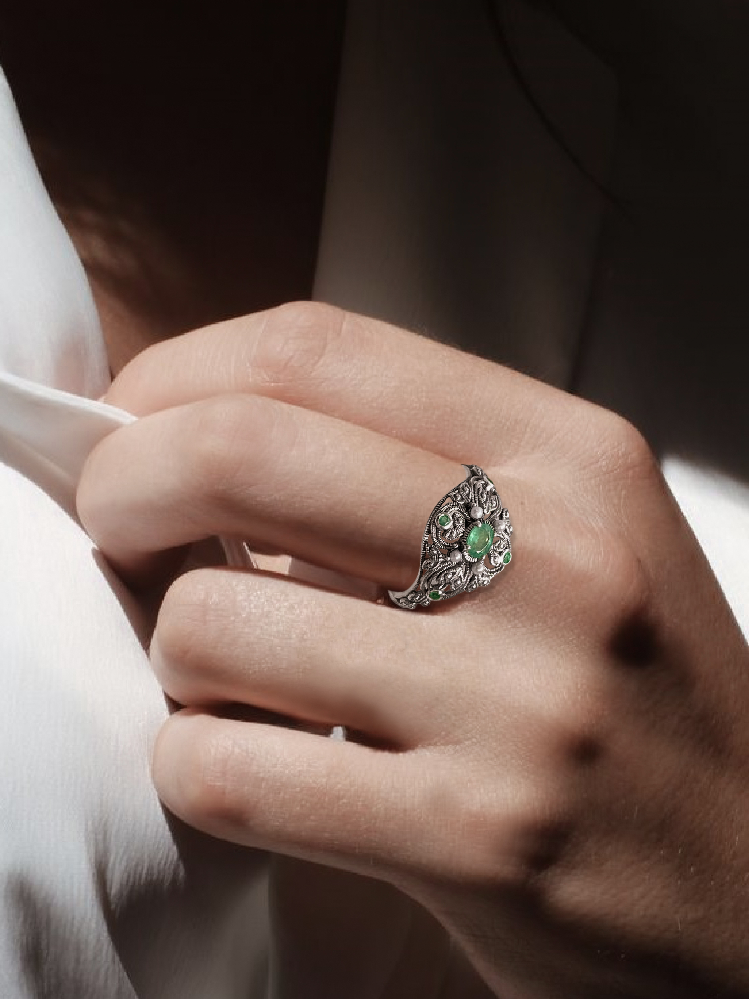 古典祖母綠戒指OP2143