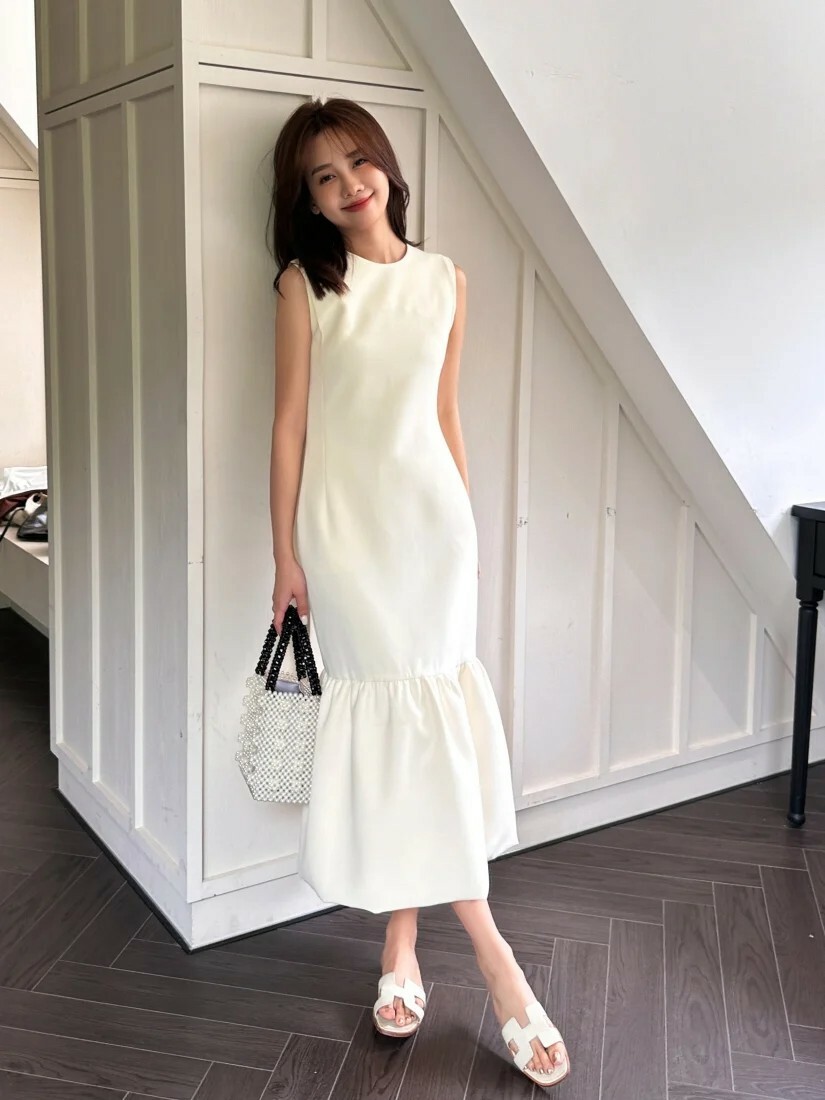 氣質女子拼接魚尾裙背心裙長洋裝 / 3色 (Elegant & Love)