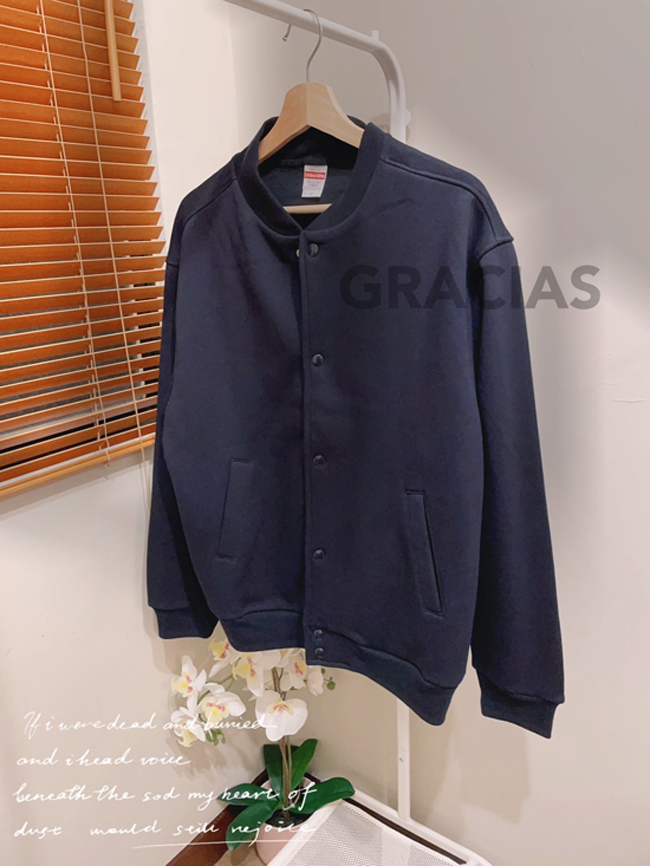 寬版百搭內刷毛棒球外套